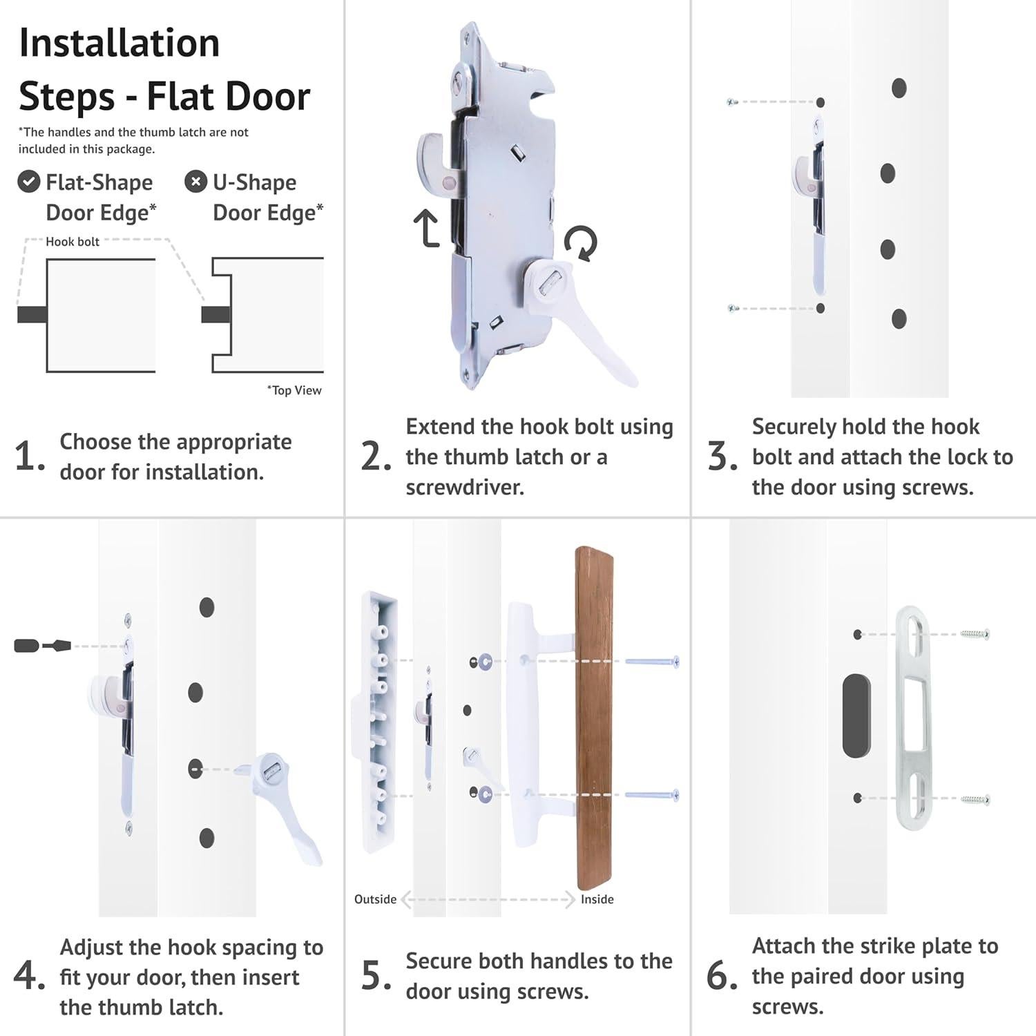 Cerradura deslizante Elox con llave, gancho corto, acero