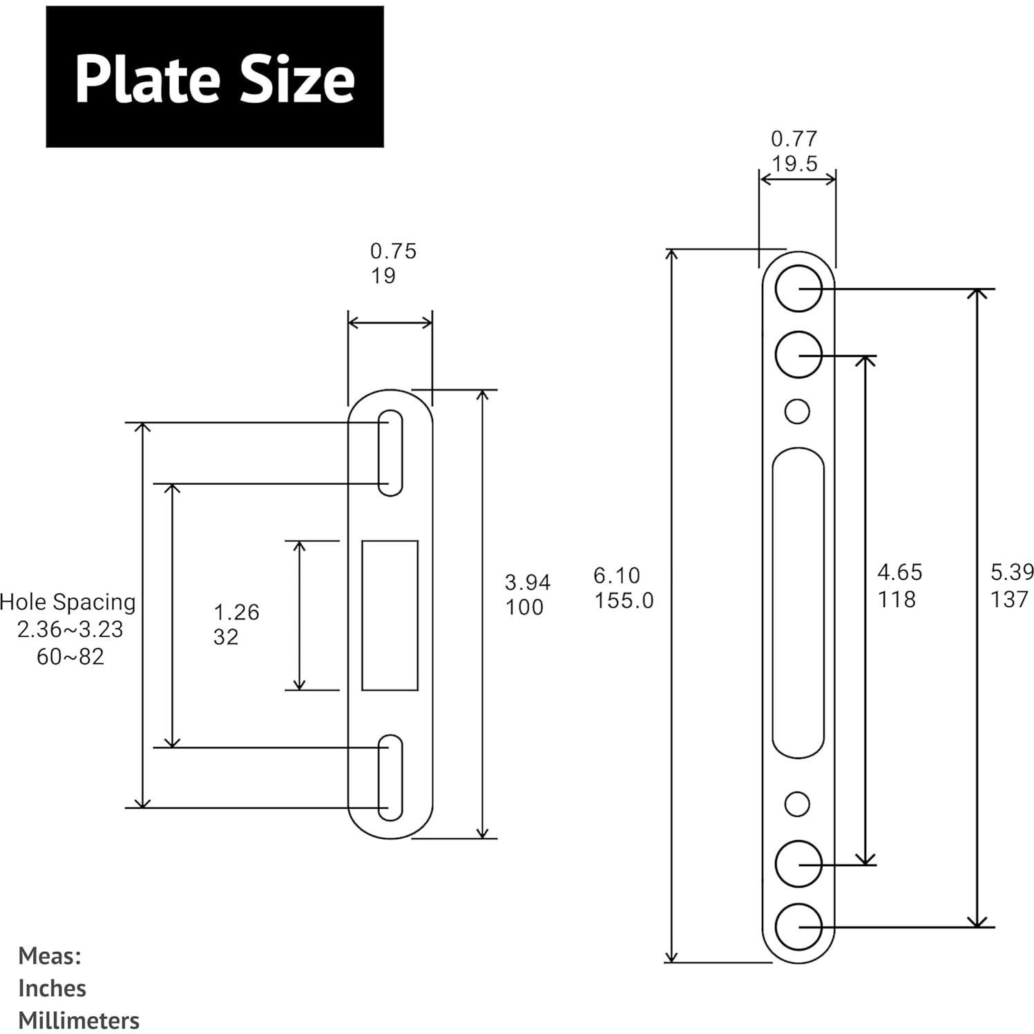 Cerradura deslizante Elox con llave, gancho corto, acero