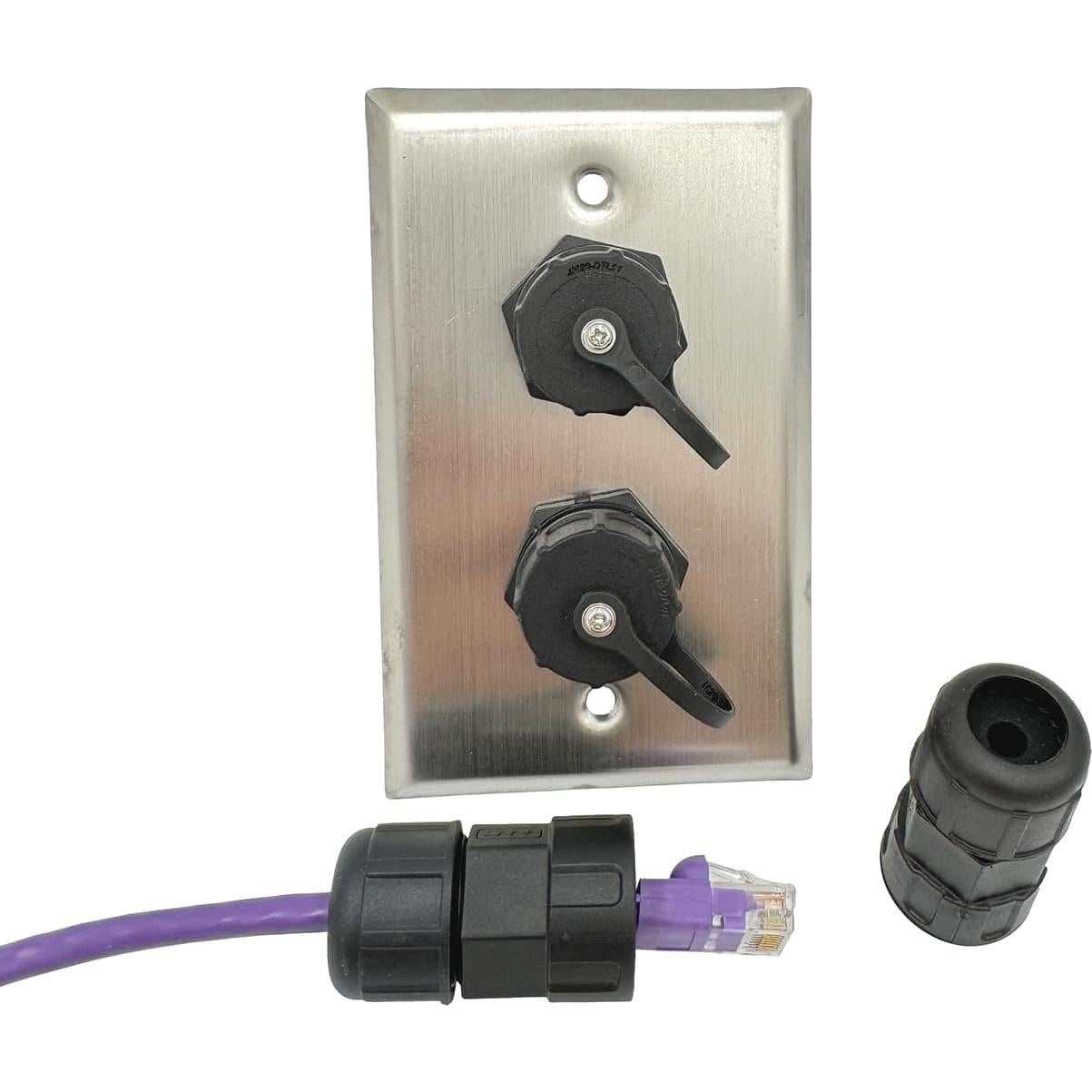 Placa de Pared Ethernet Doble RJ45 CAT6 Impermeable ETS