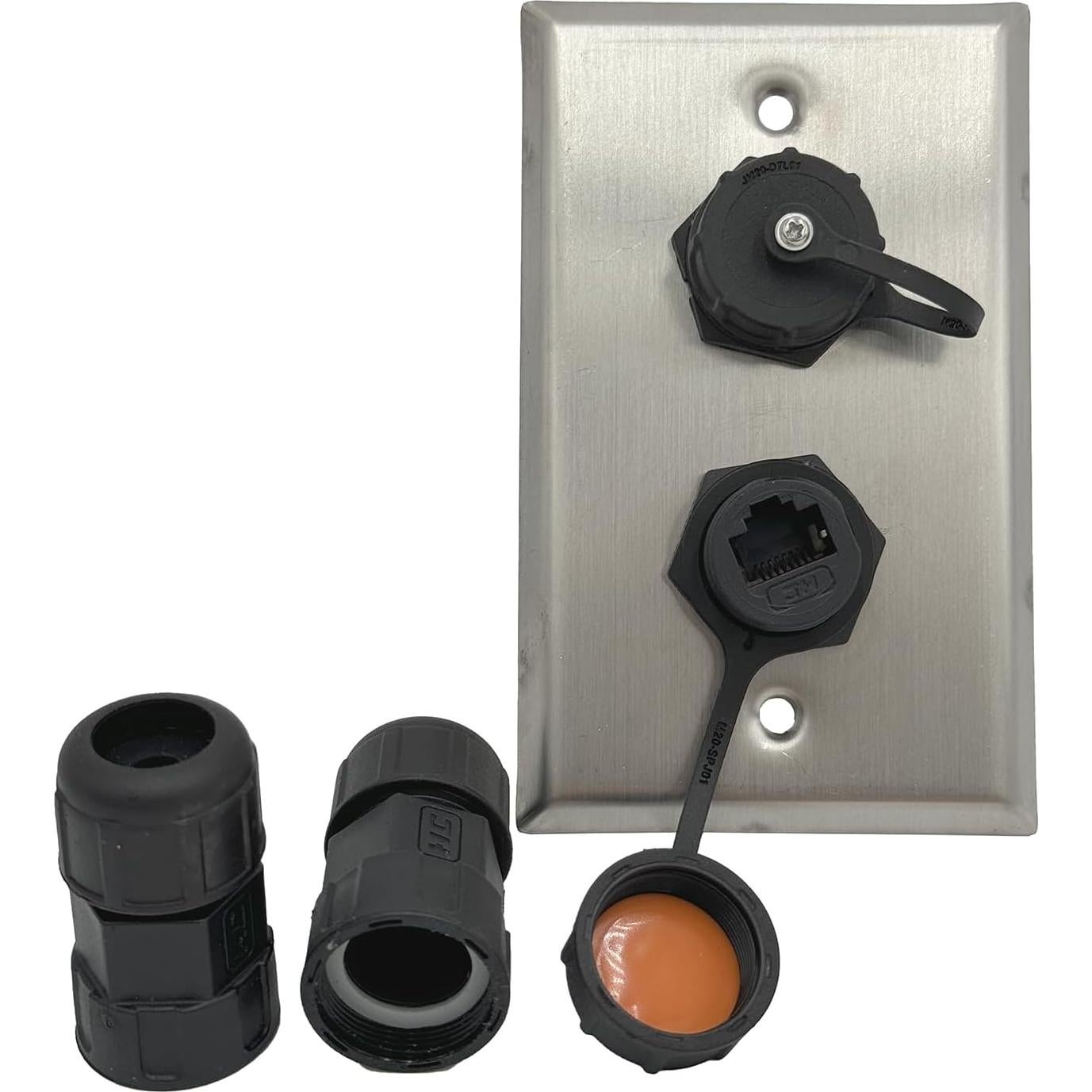 Placa de Pared Ethernet Doble RJ45 CAT6 Impermeable ETS