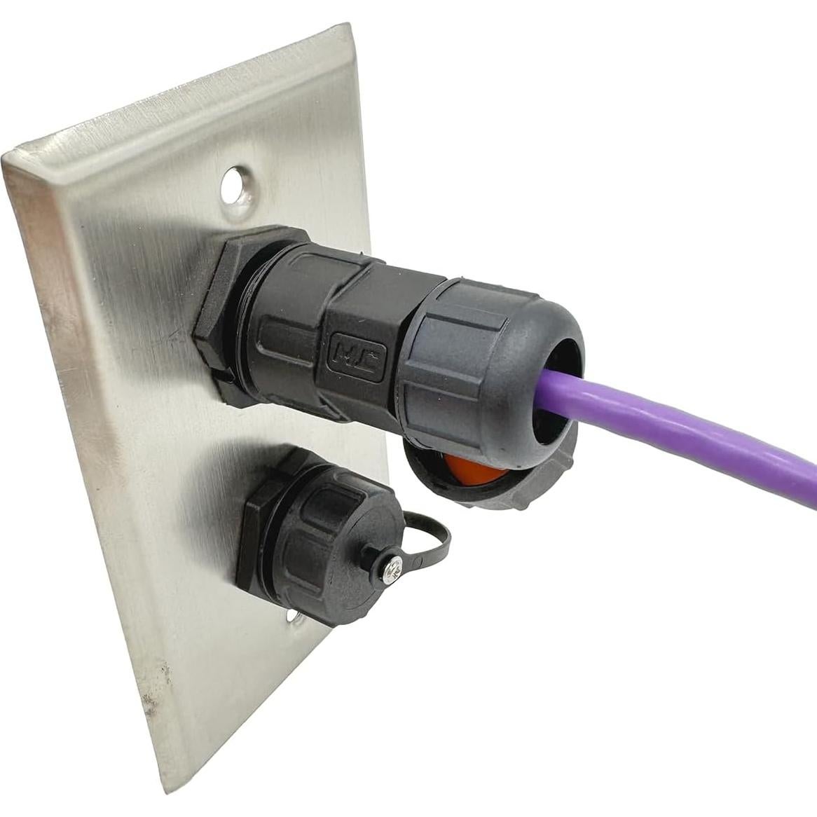 Placa de Pared Ethernet Doble RJ45 CAT6 Impermeable ETS