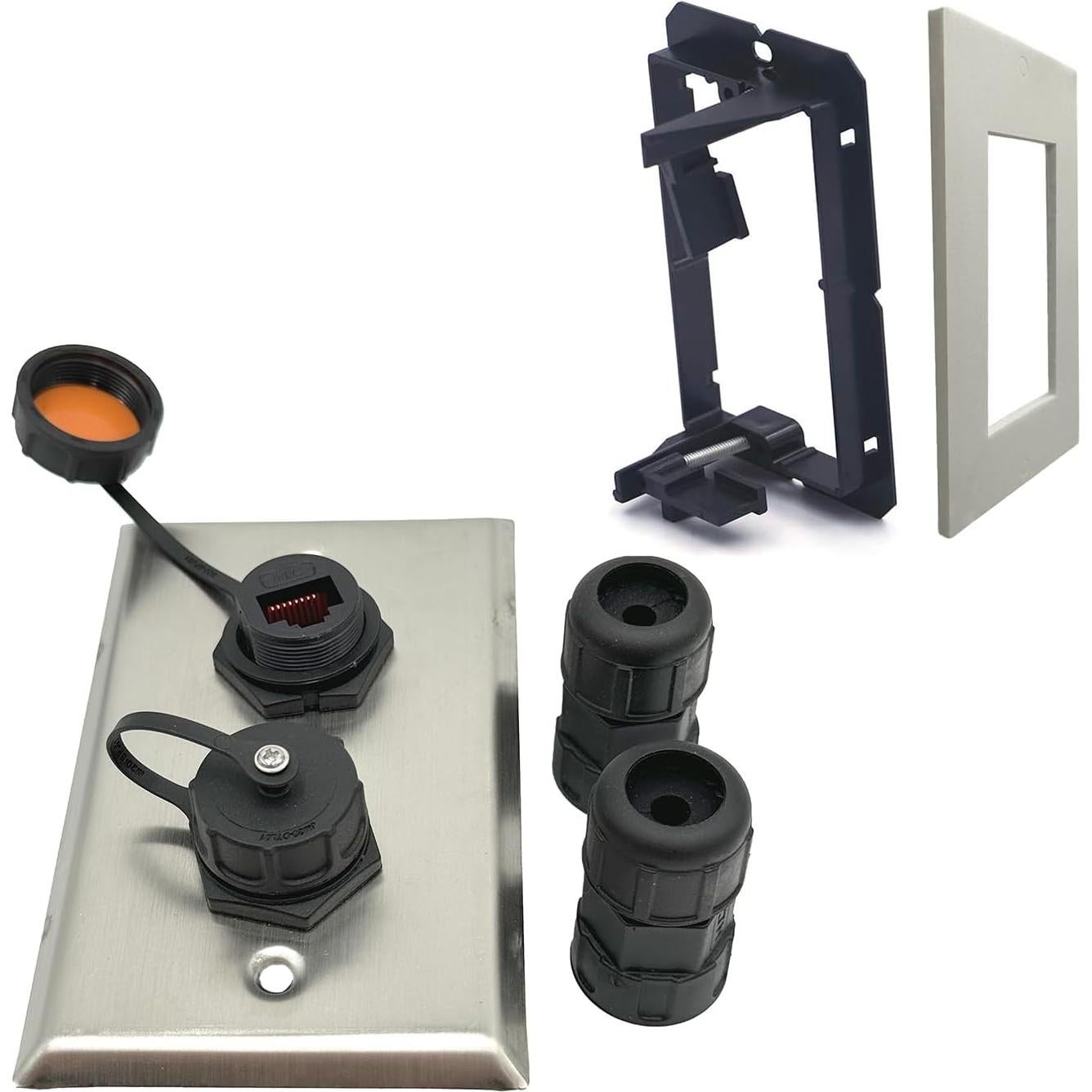 Placa de Pared Ethernet Doble RJ45 CAT6 Impermeable ETS