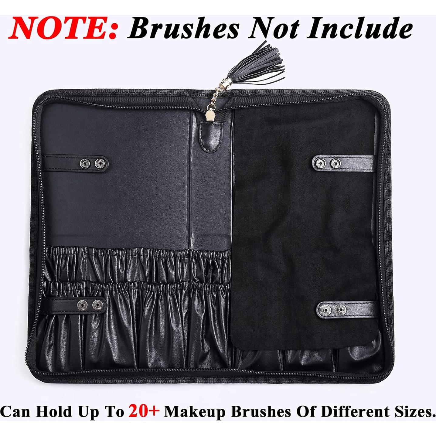 Bolsa Organizadora de Brochas Rownyeon de Cuero Negro 30x17.5cm