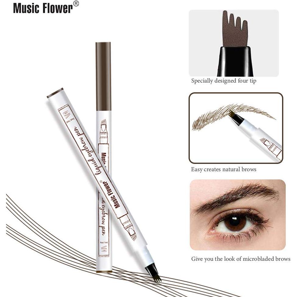 Lápiz de Cejas Microblading Music Flower 4 Puntas Marrón Oscuro