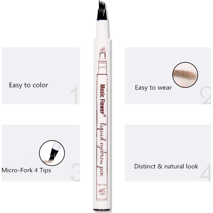 Lápiz de Cejas Microblading Music Flower 4 Puntas Marrón Oscuro