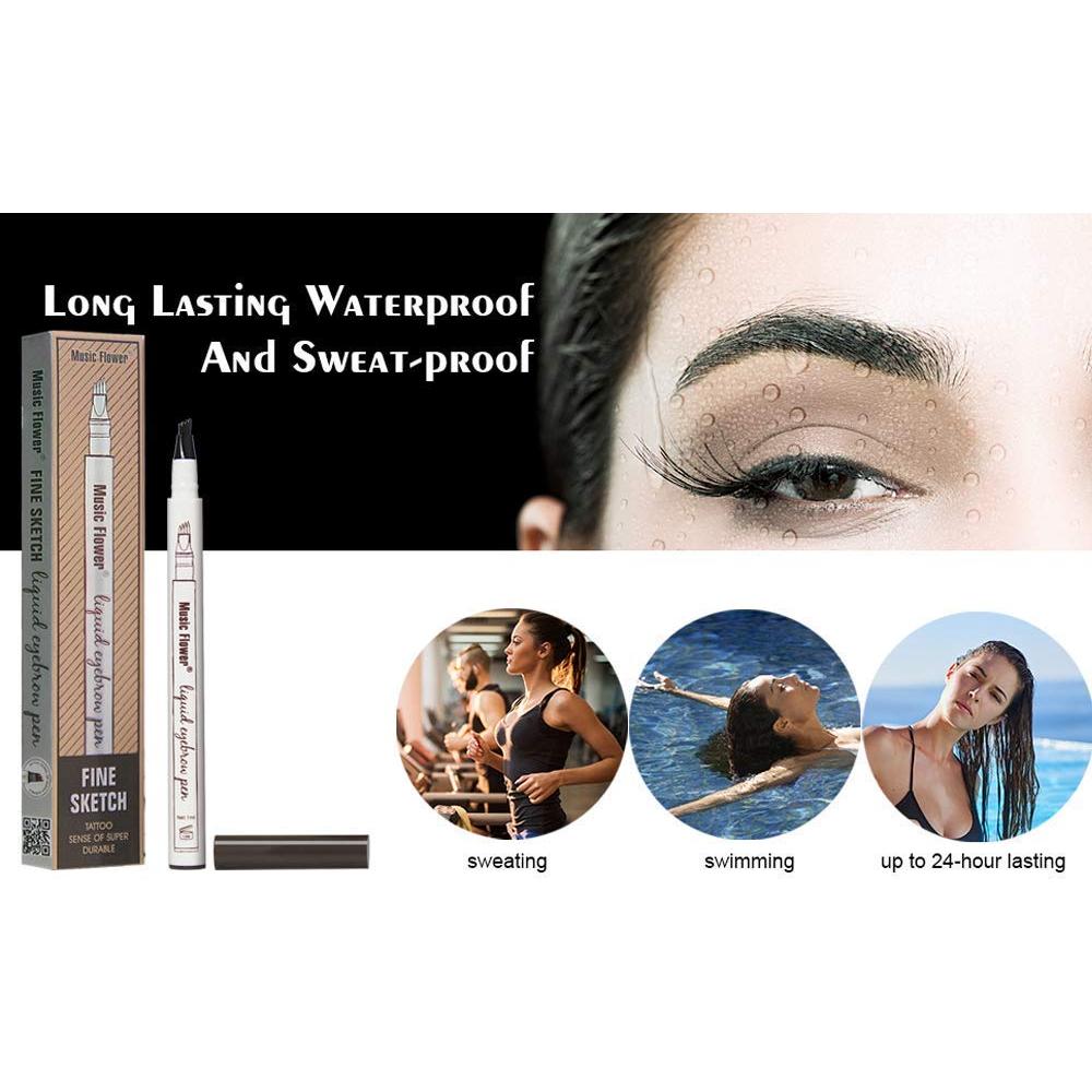 Lápiz de Cejas Microblading Music Flower 4 Puntas Marrón Oscuro