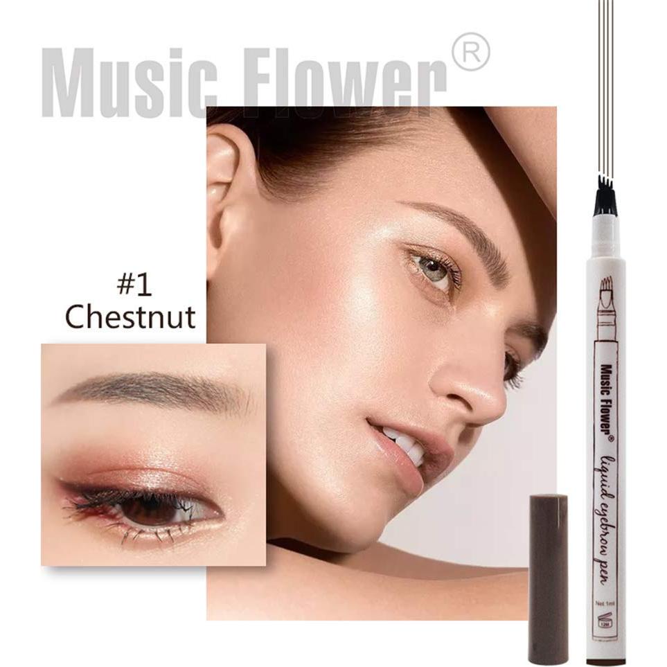 Lápiz de Cejas Microblading Music Flower 4 Puntas Marrón Oscuro