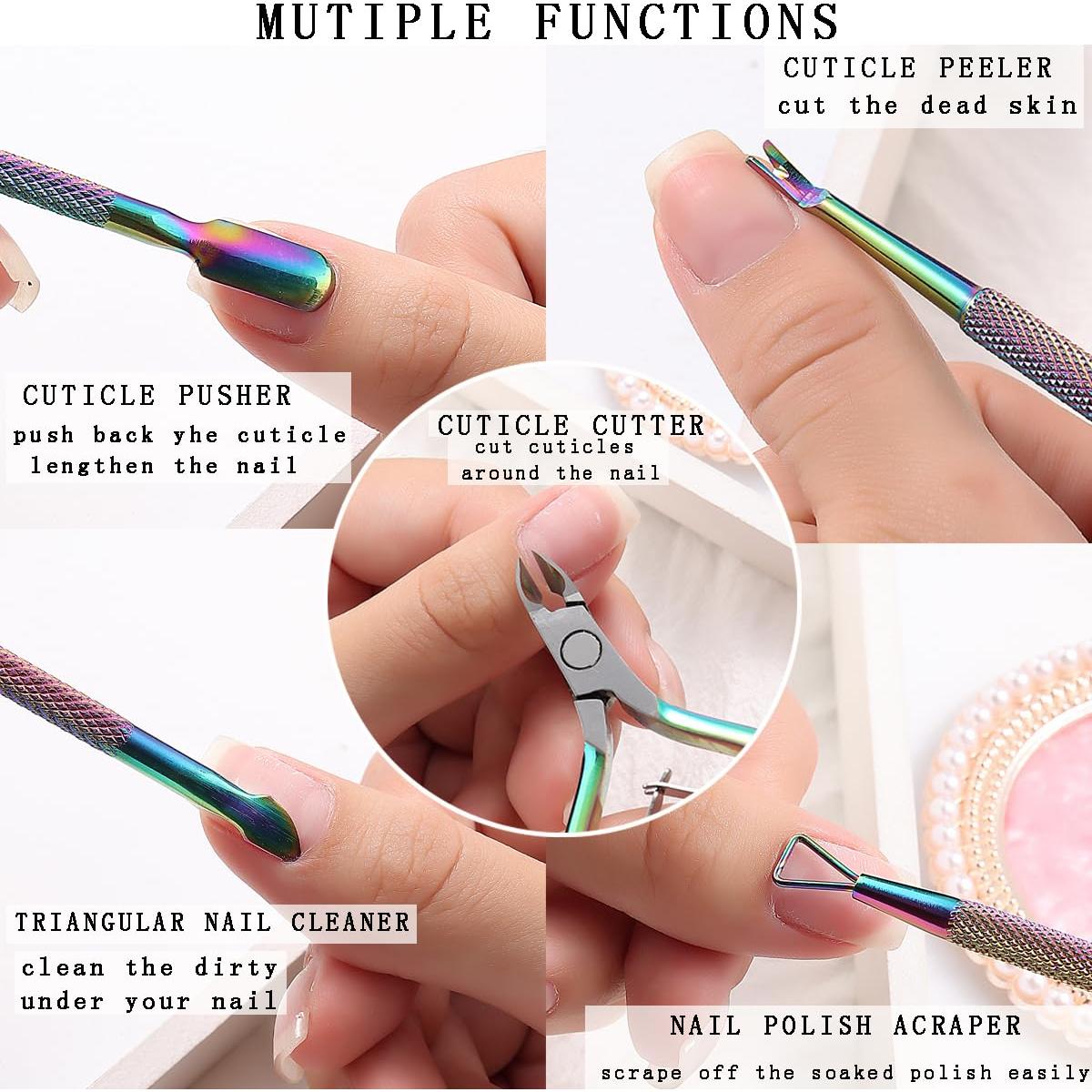 Kit Removedor de Cutículas Sotong 4 en 1 - Tijeras y Empujador