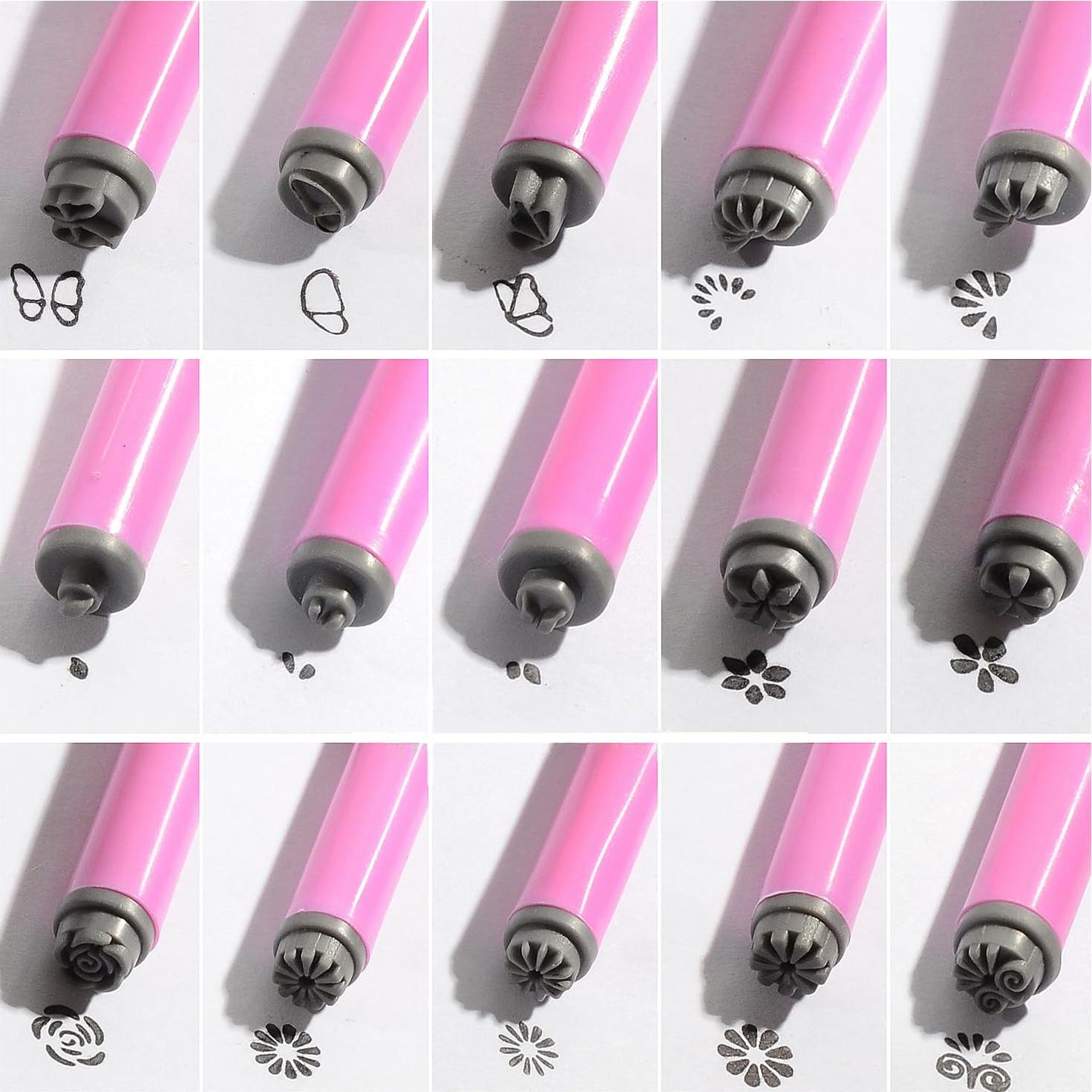 Juego de 15 Bolígrafos Estampadores de Uñas DANNEASY - Herramientas DIY