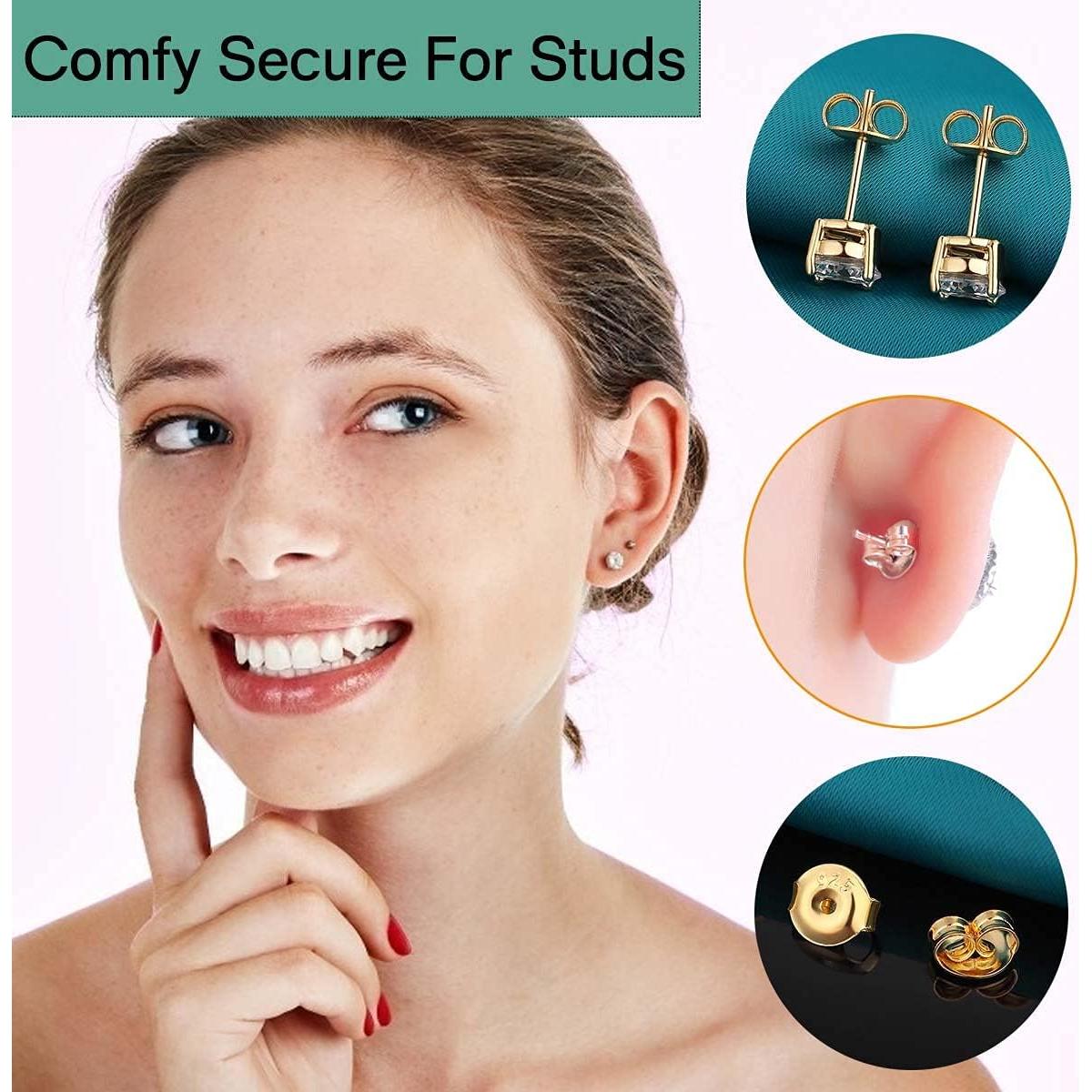 8 Pares de Respaldos de Aretes Catinee Oro 14K y Plata 925 Hipoalergénicos