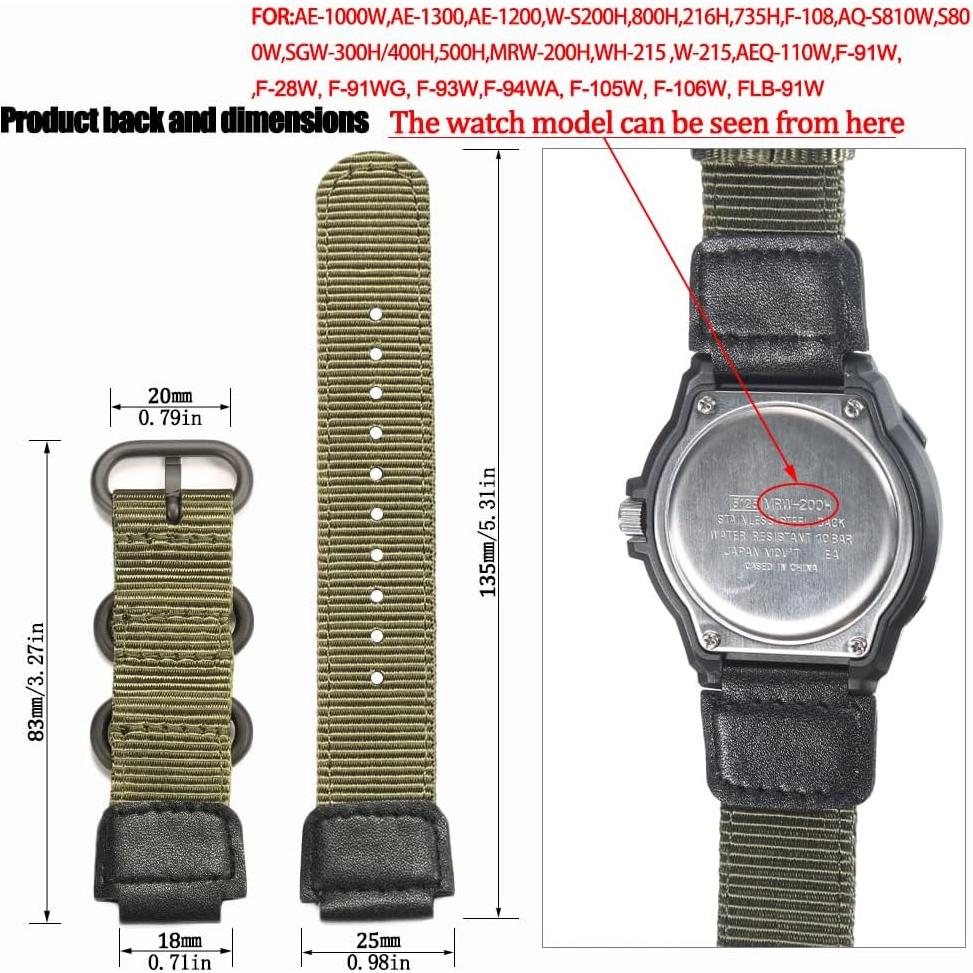 Correa de Reloj de Nylon 18mm MCXGL Verde Ejército Compatible Casio