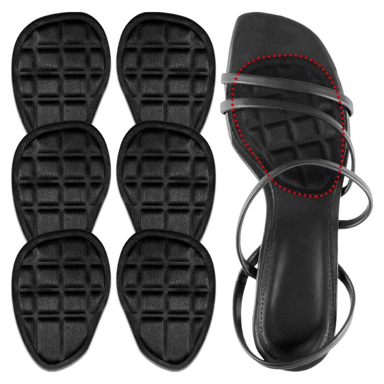 Cojines metatarsales Urwalk - 3 pares antideslizantes negros