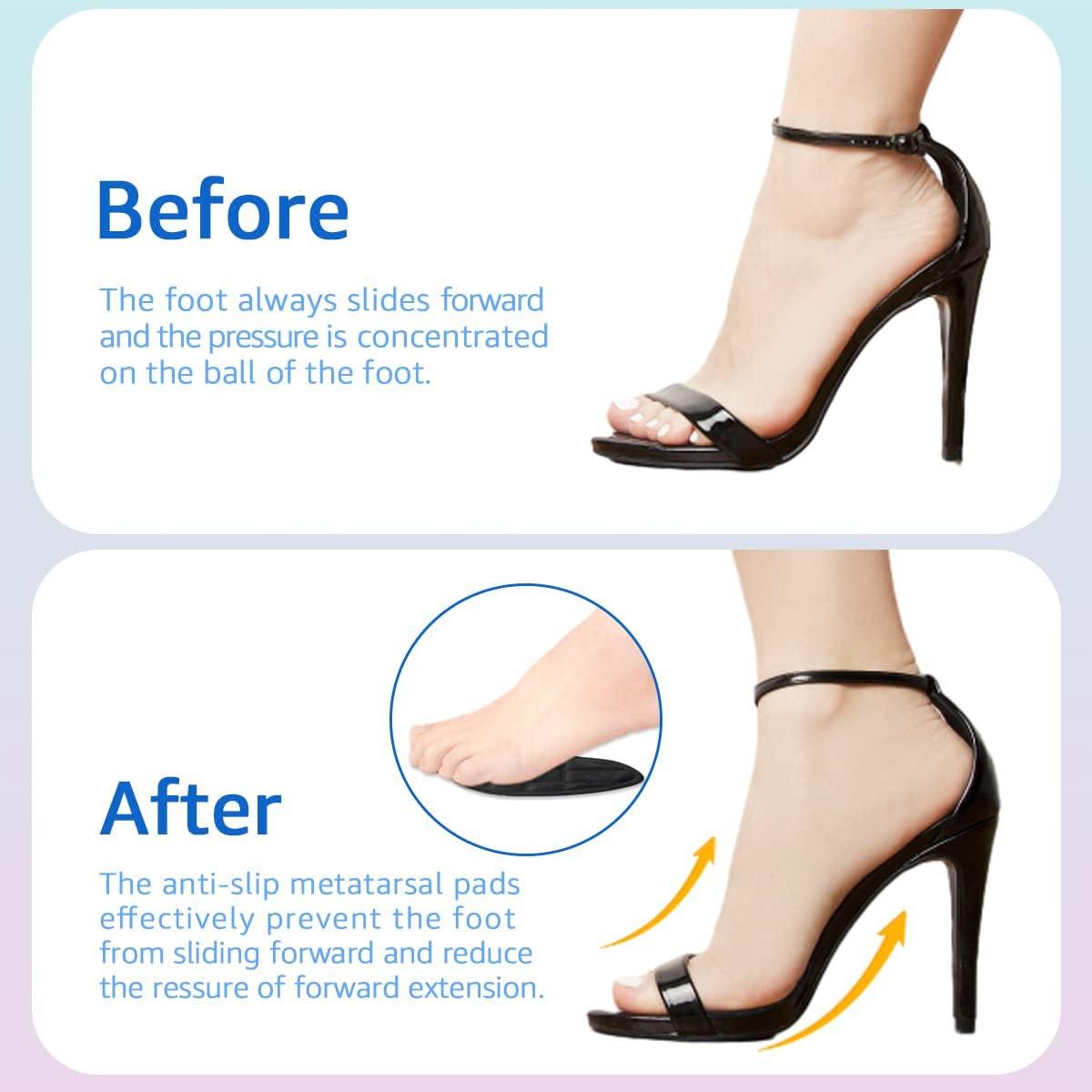 Cojines metatarsales Urwalk - 3 pares antideslizantes negros