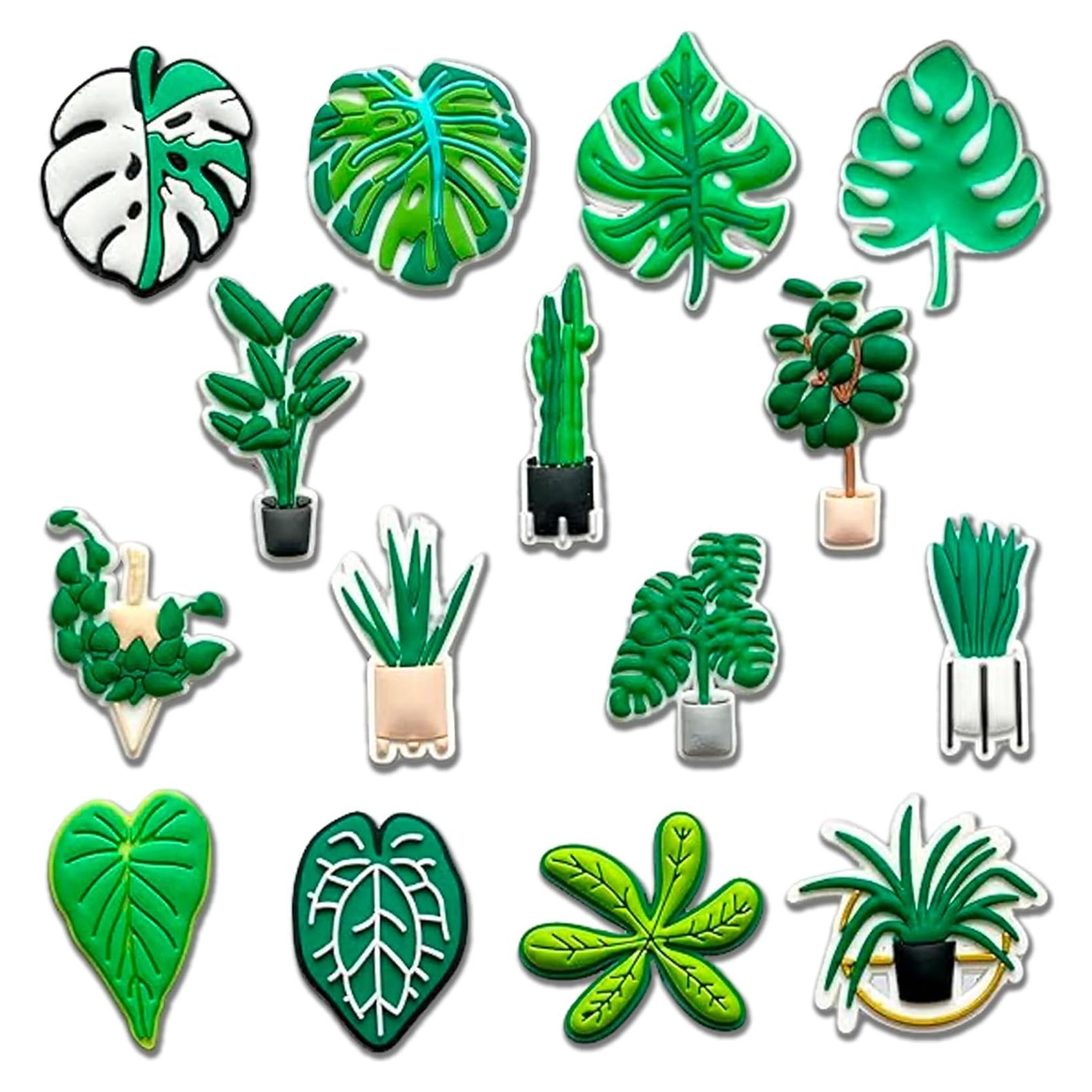 Encantos para Zapatos Crocs Hojas Verdes - 15 Piezas Unisex