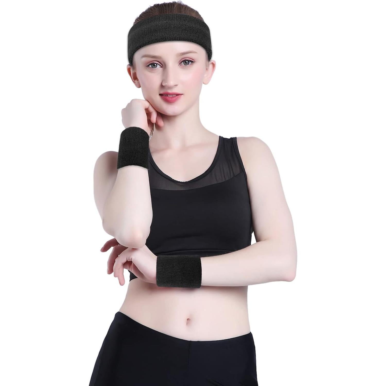 Banda para la cabeza ONUPGO negra - Absorción de sudor, 20 cm