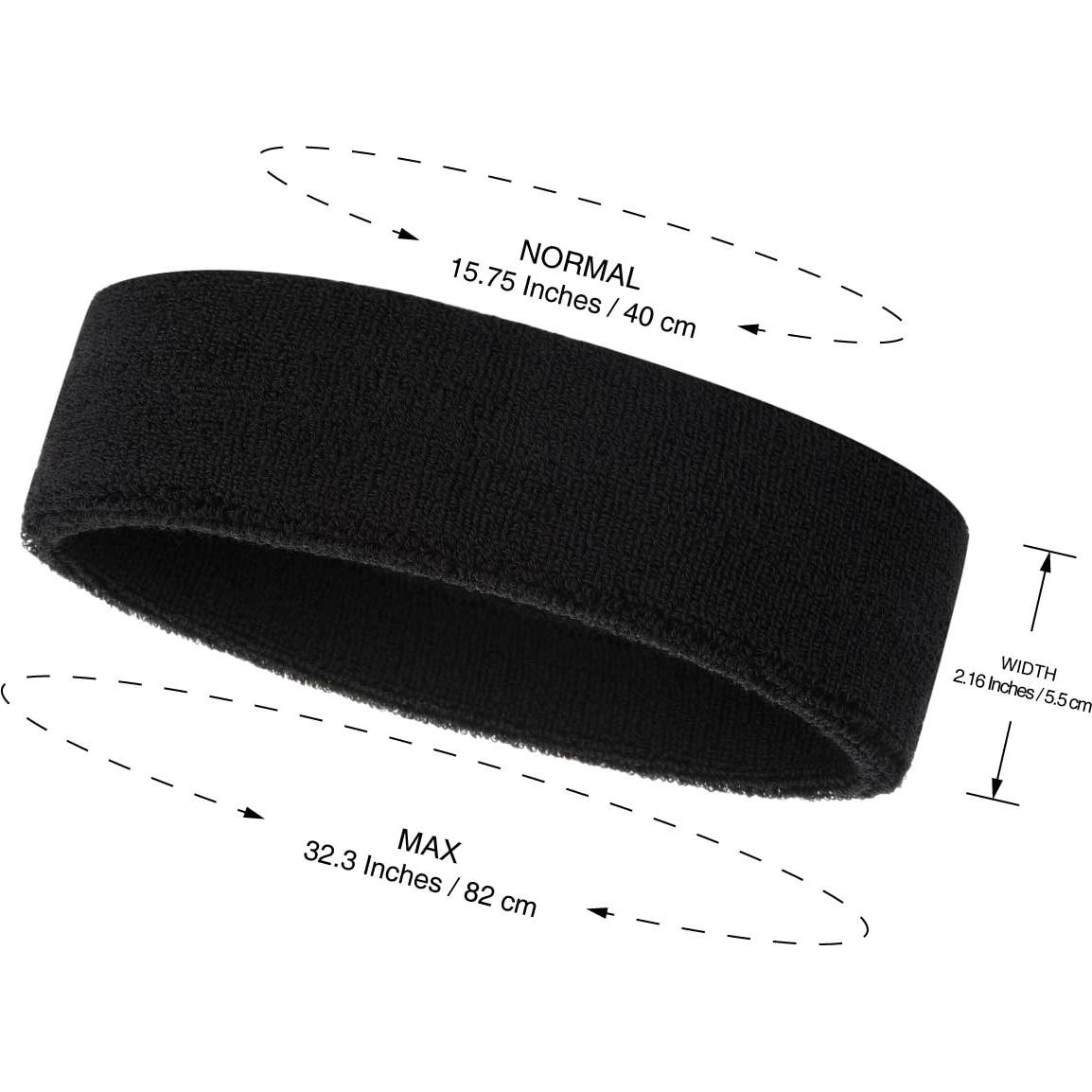 Banda para la cabeza ONUPGO negra - Absorción de sudor, 20 cm