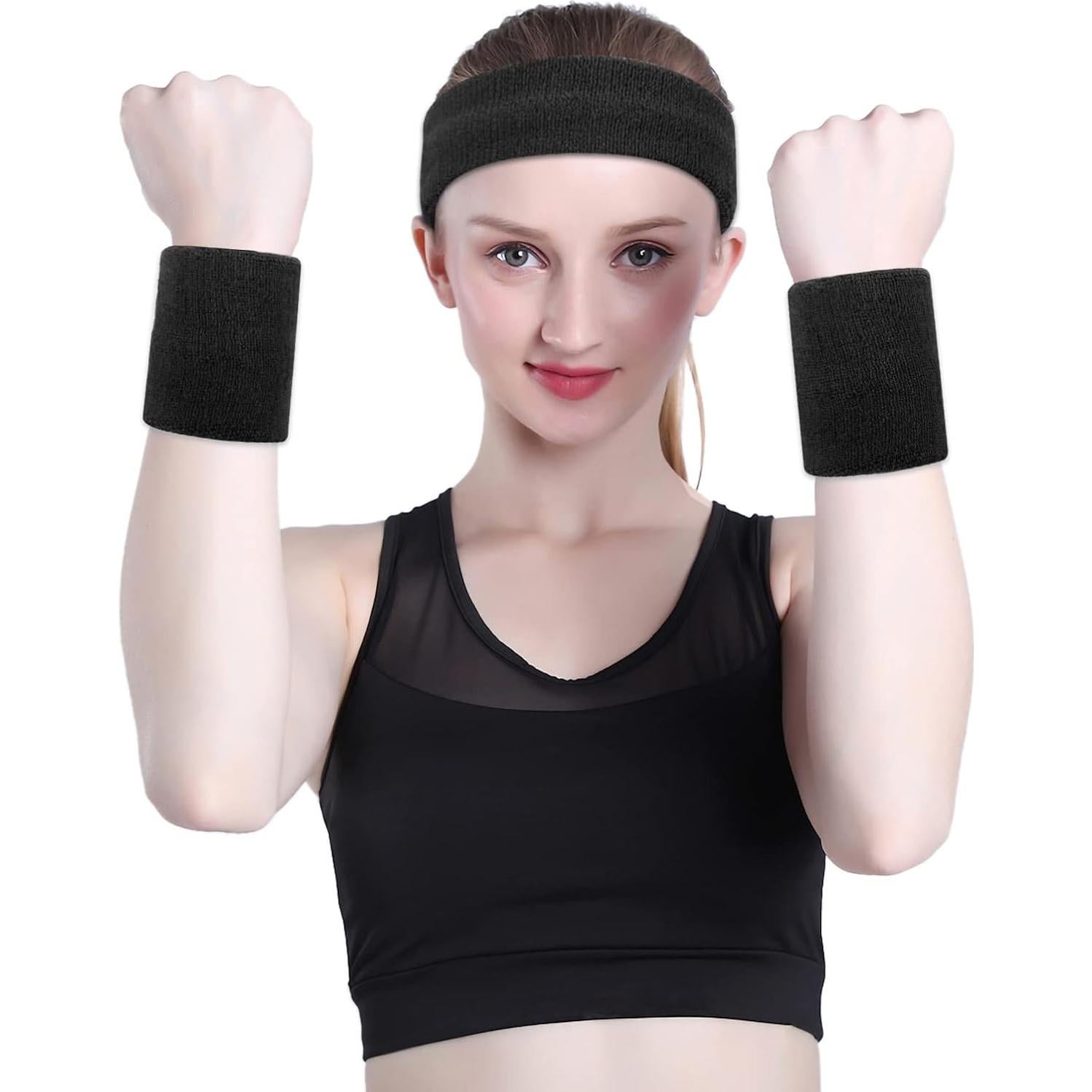 Banda para la cabeza ONUPGO negra - Absorción de sudor, 20 cm