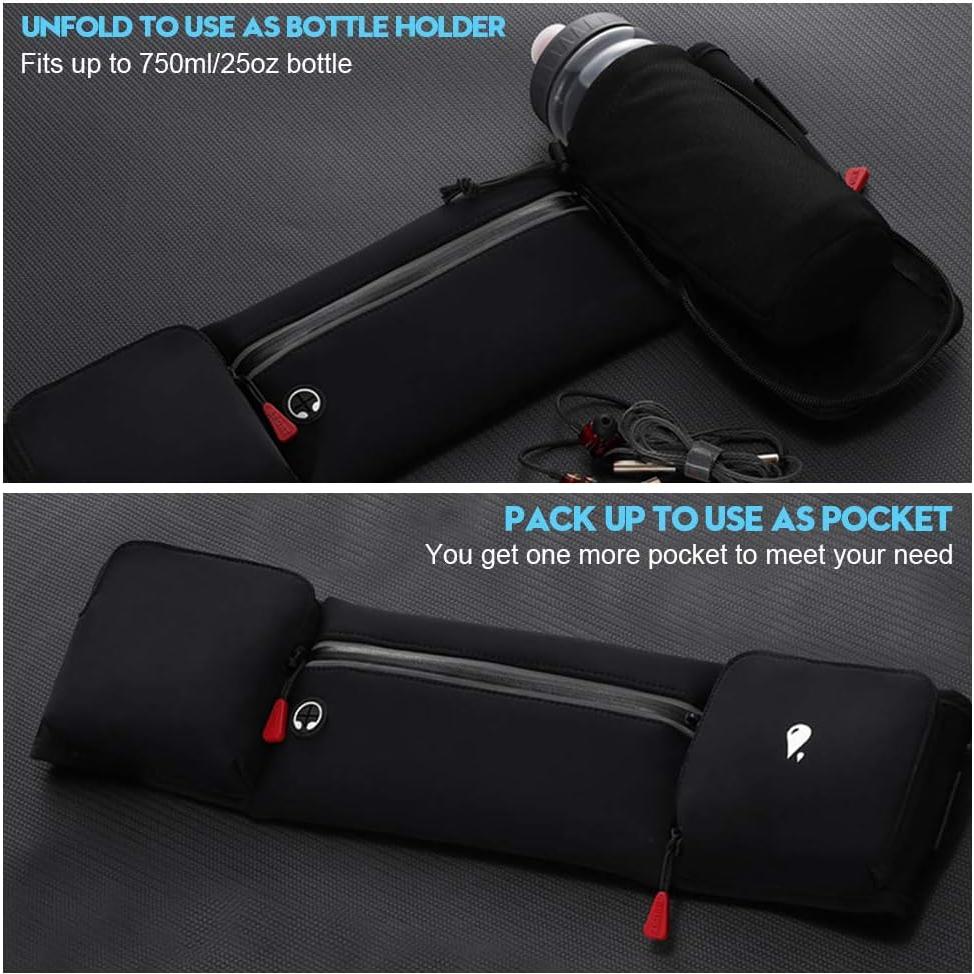 Bolsa de Cintura para Correr Simptech Negra con Soporte para Botella