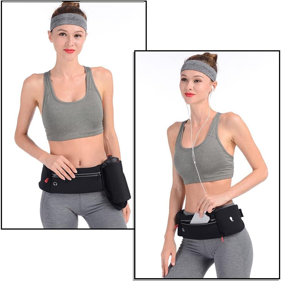 Bolsa de Cintura para Correr Simptech Negra con Soporte para Botella