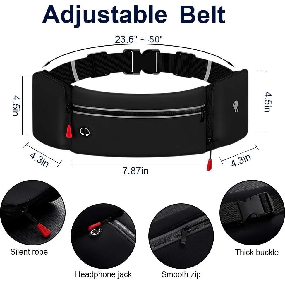 Bolsa de Cintura para Correr Simptech Negra con Soporte para Botella