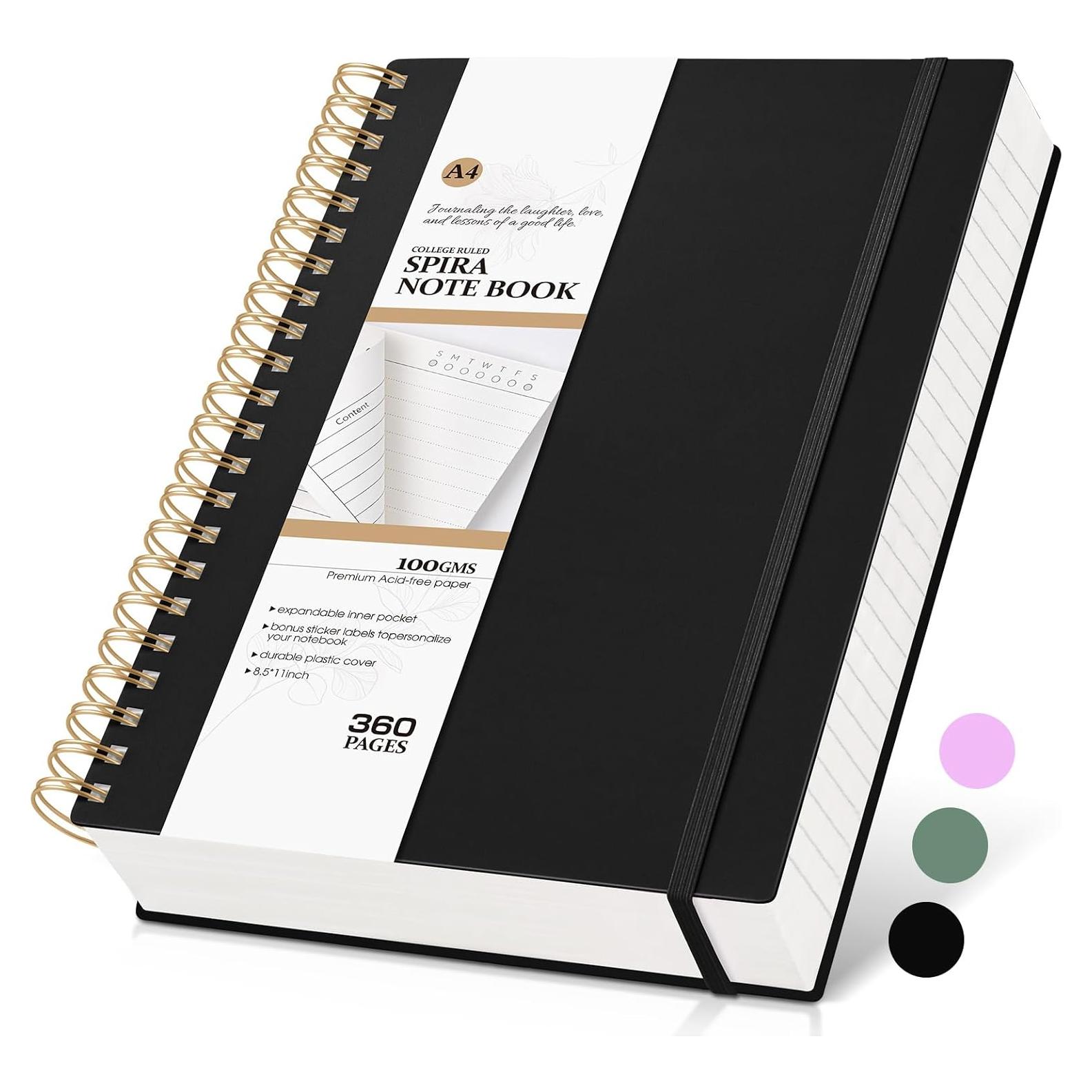 Cuaderno Espiral A4 MUAHLIUB Negro 360 Páginas 100GSM