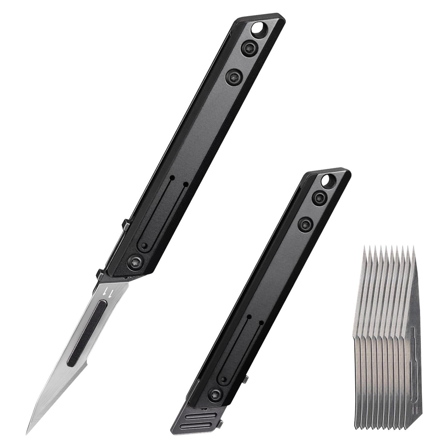 Cuchillo Utilitario Plegable TIKIDESIGN TKK3 Titanio EDC 10 Cuchillas