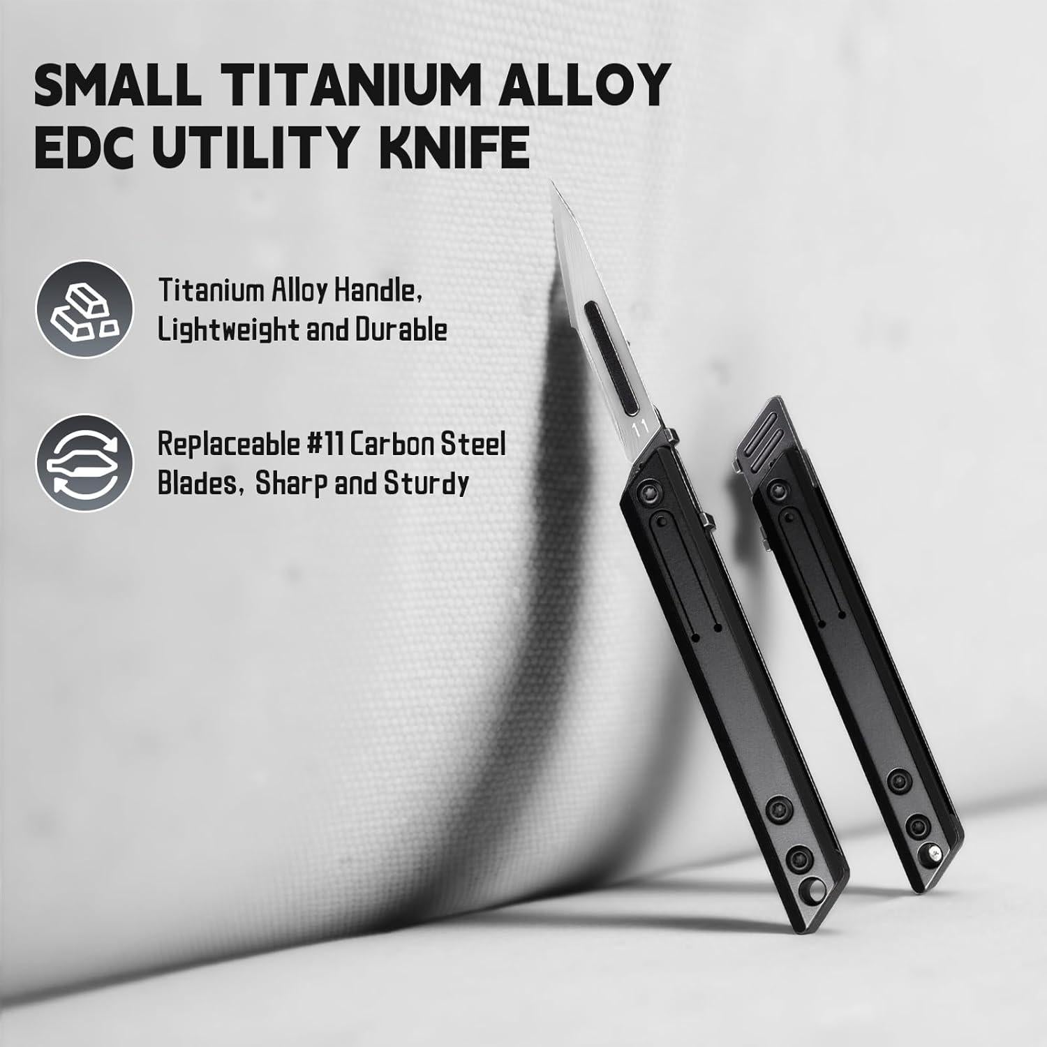 Cuchillo Utilitario Plegable TIKIDESIGN TKK3 Titanio EDC 10 Cuchillas
