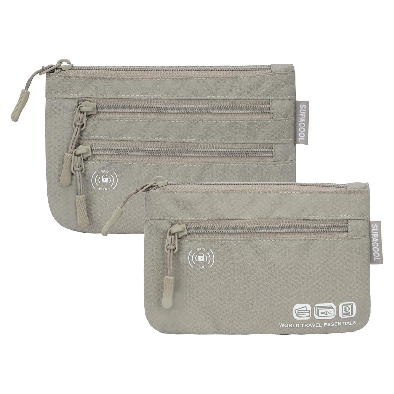 Portafolio de Pasaporte SUPACOOL con Bloqueo RFID - Set 2 Piezas Gris