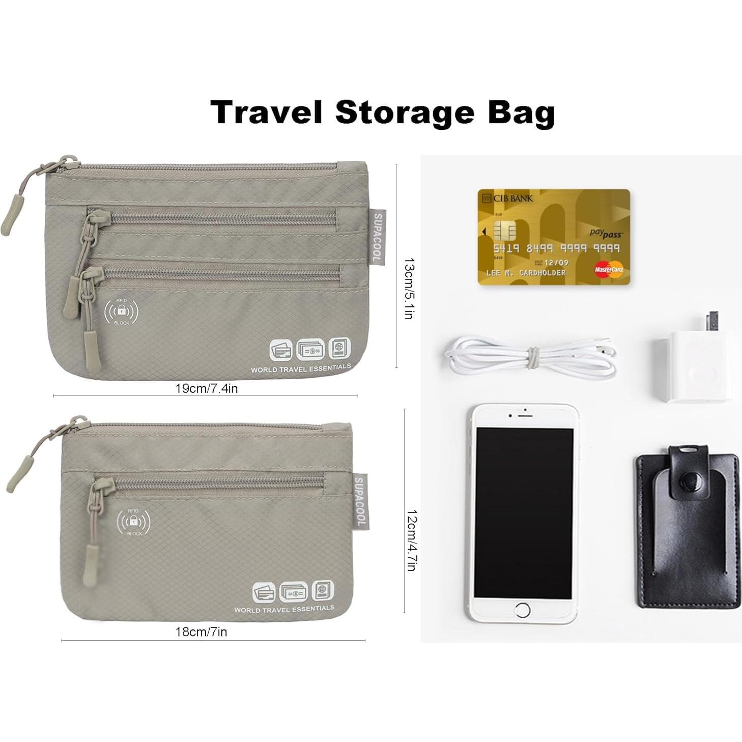 Portafolio de Pasaporte SUPACOOL con Bloqueo RFID - Set 2 Piezas Gris