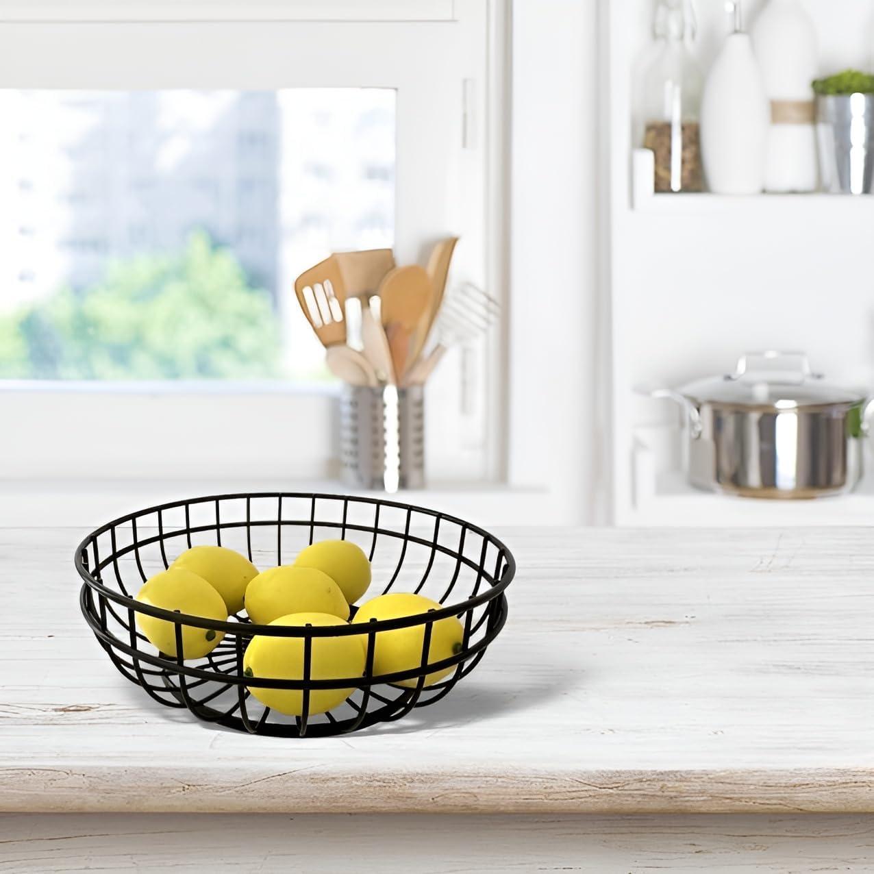 Cesta de Frutas Redonda de Alambre Negro 25.4 cm 7UYUU