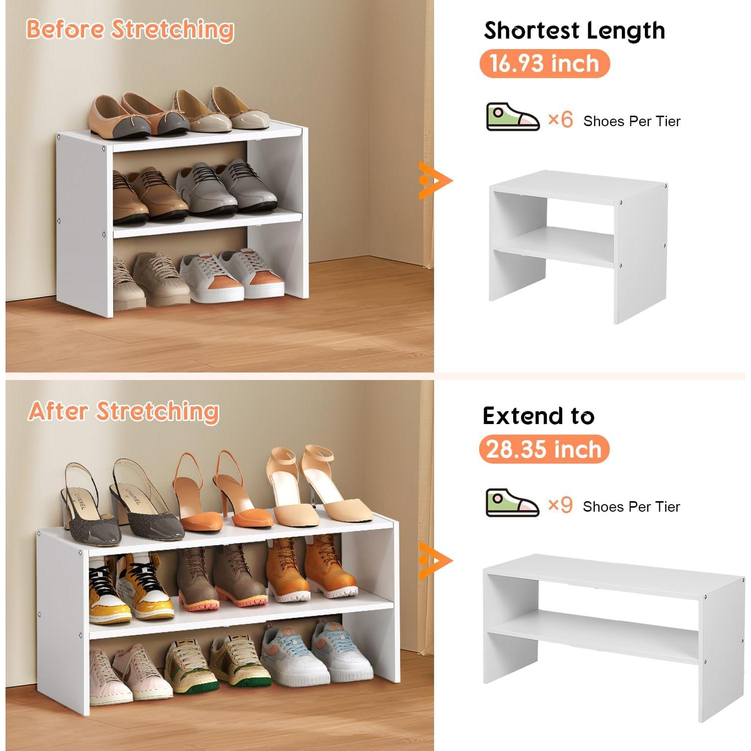 Organizador de Zapatos Expandible Hencawima Blanco 2 Niveles