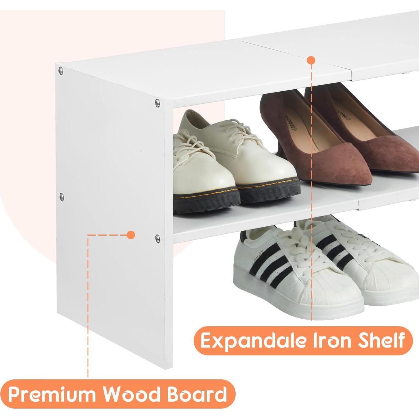 Organizador de Zapatos Expandible Hencawima Blanco 2 Niveles