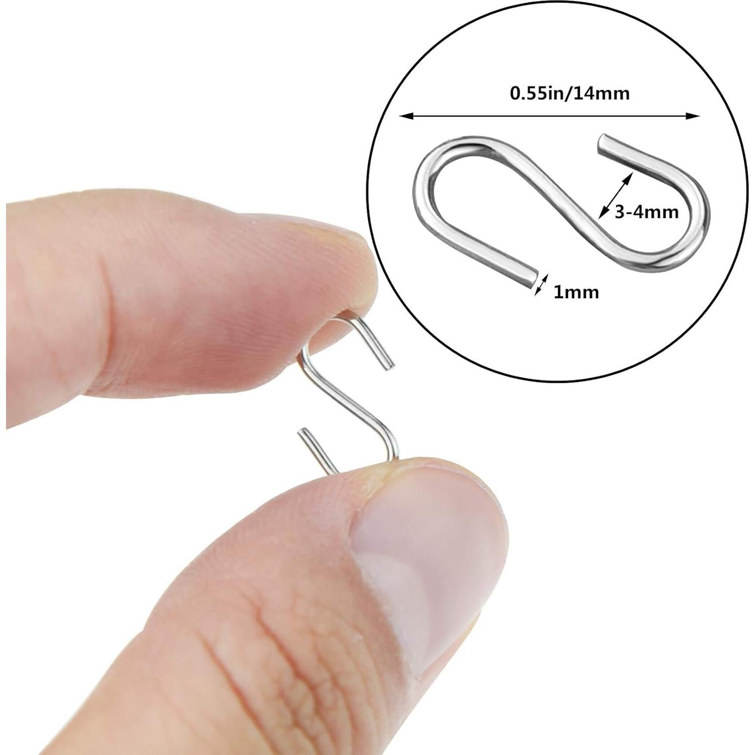 Nydotd 180 Ganchos en S Metálicos 14mm Plata para Manualidades