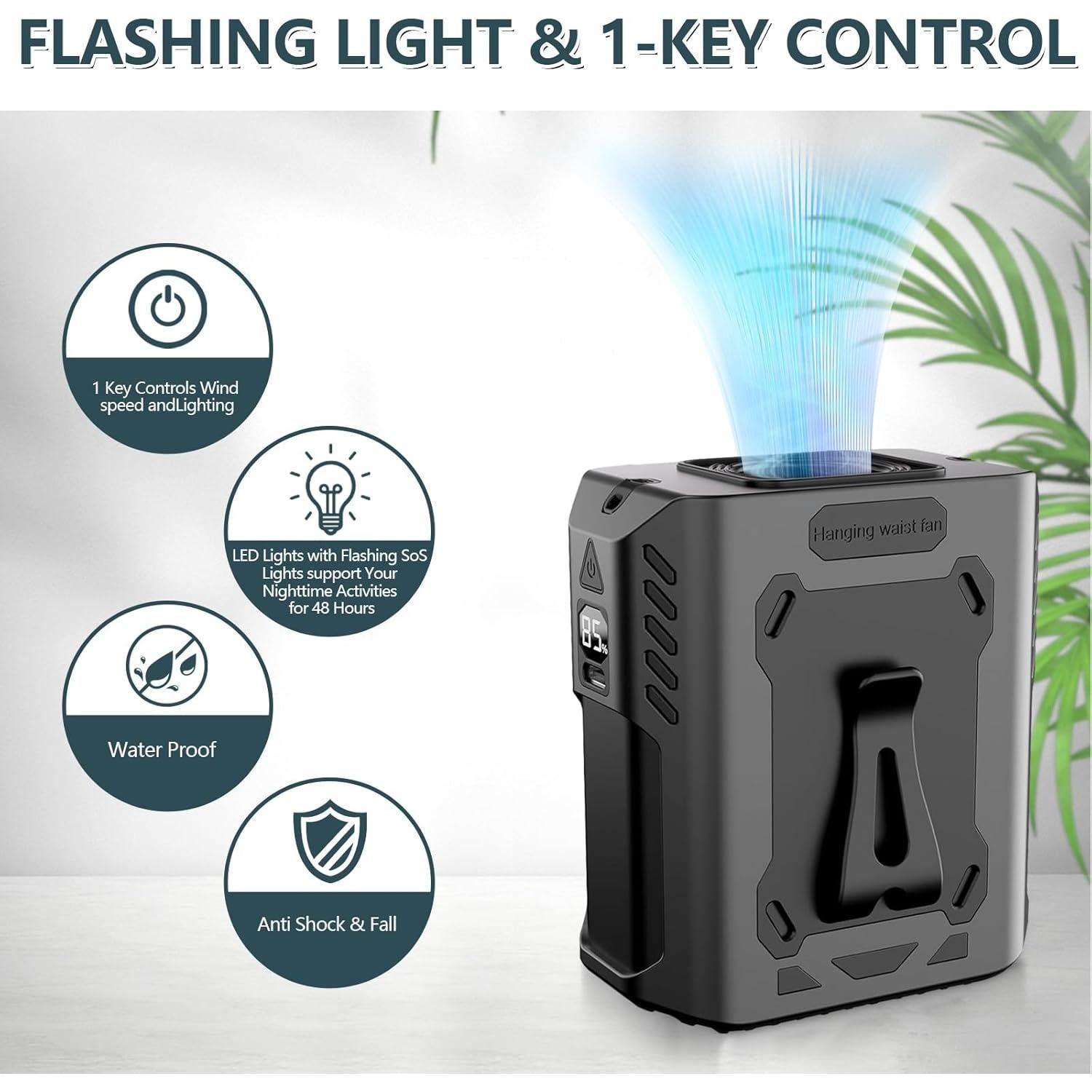 Ventilador de Cintura EHWZ01 Negro 8000mAh 5 Velocidades