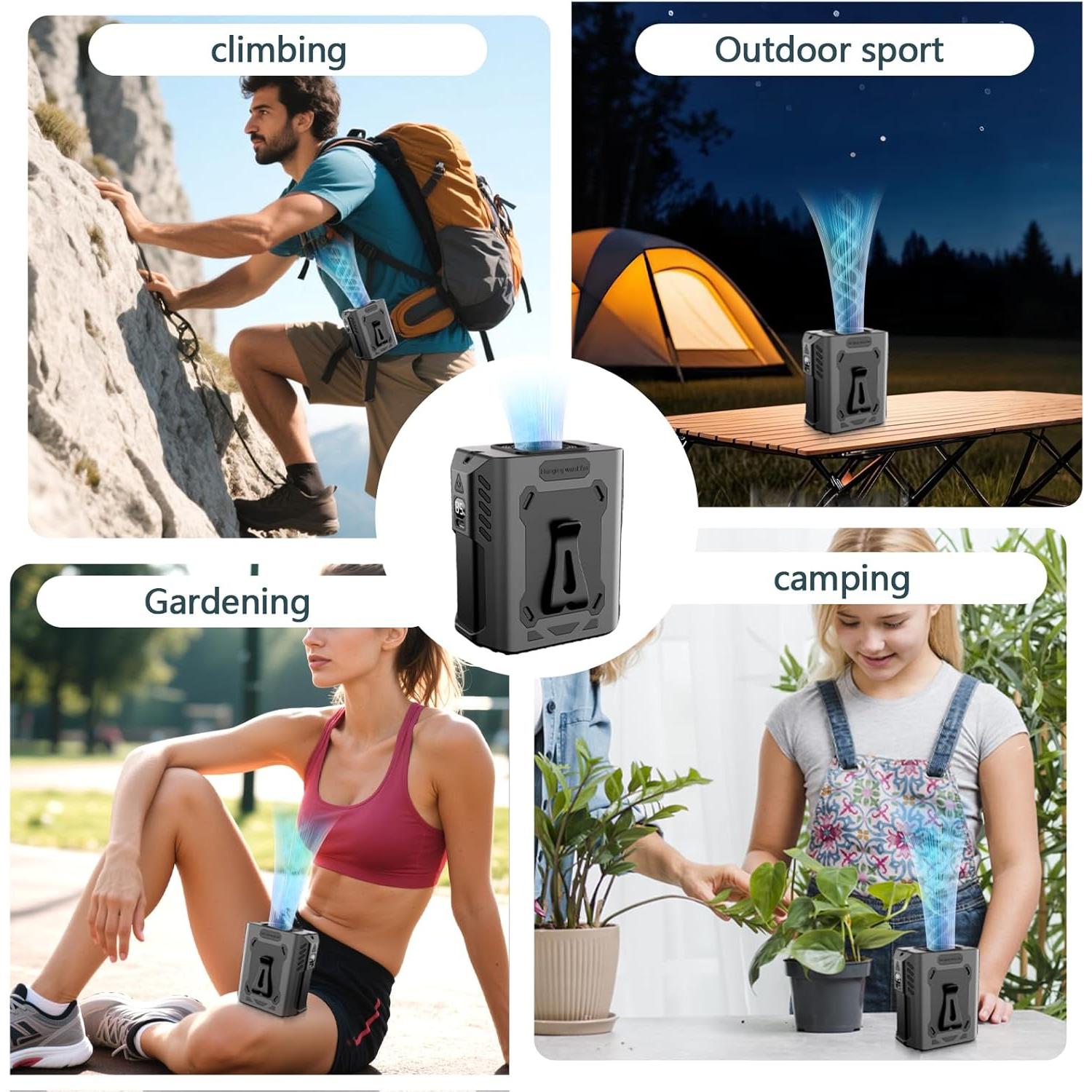 Ventilador de Cintura EHWZ01 Negro 8000mAh 5 Velocidades