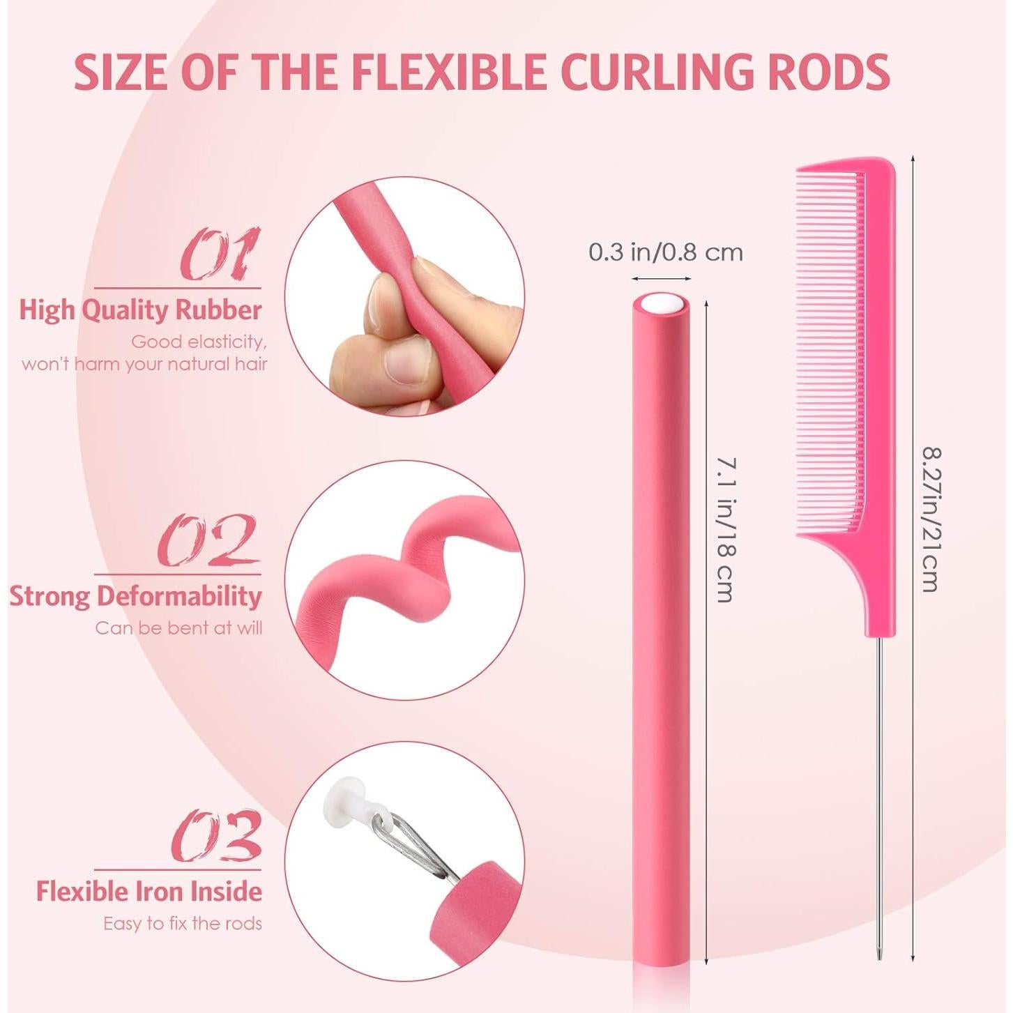 Varillas Flexibles para Rizar Cabello WILLBOND 60 Piezas Rosa