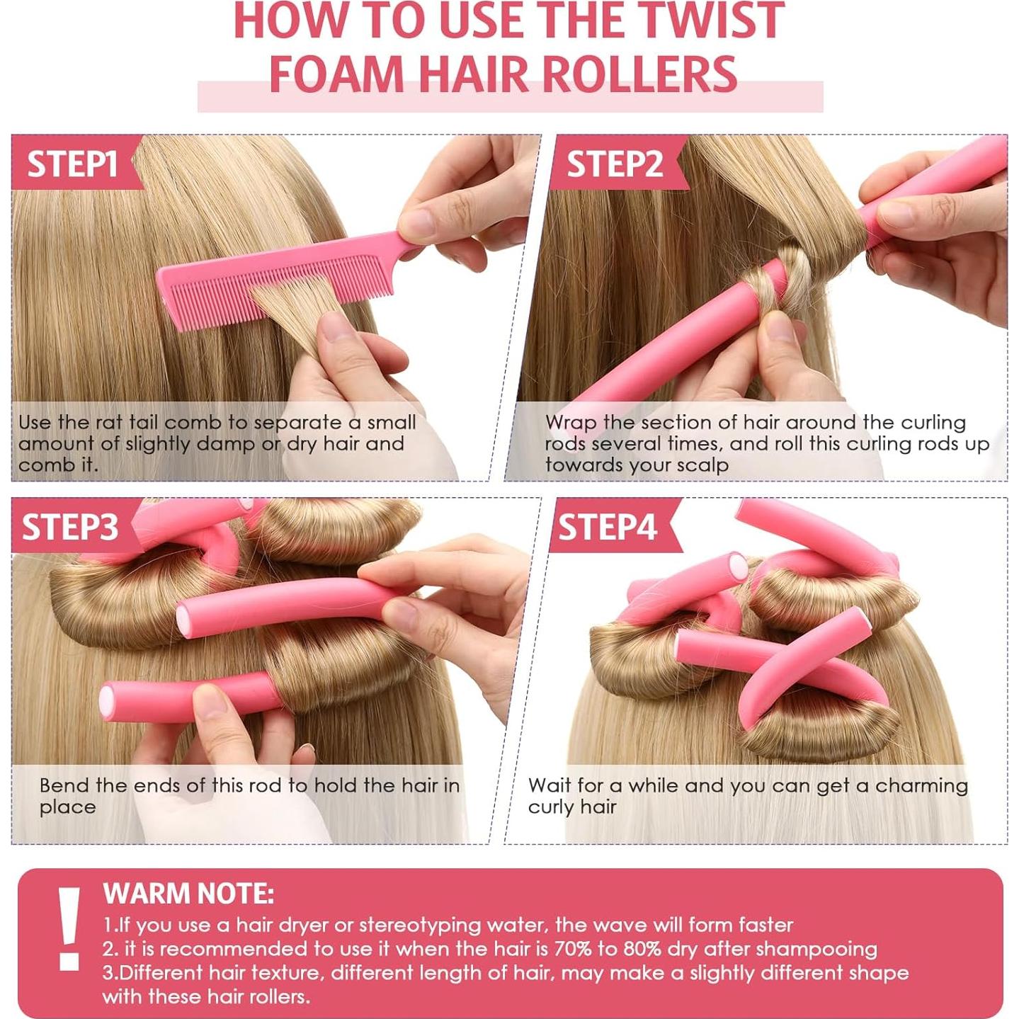 Varillas Flexibles para Rizar Cabello WILLBOND 60 Piezas Rosa