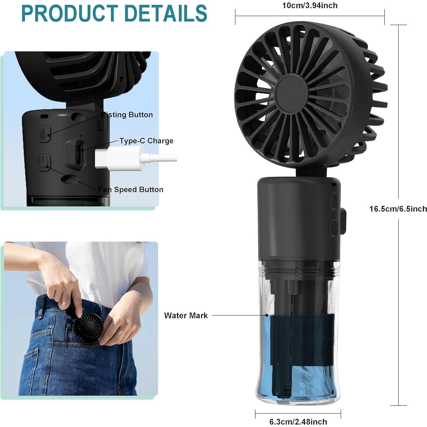Ventilador de Nebulización Frelisiy F2 Portátil 1500mAh 4 Velocidades