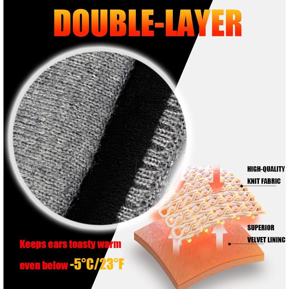 Calentadores de Oído M-YOUNG Doble Capa Acolchados Negro