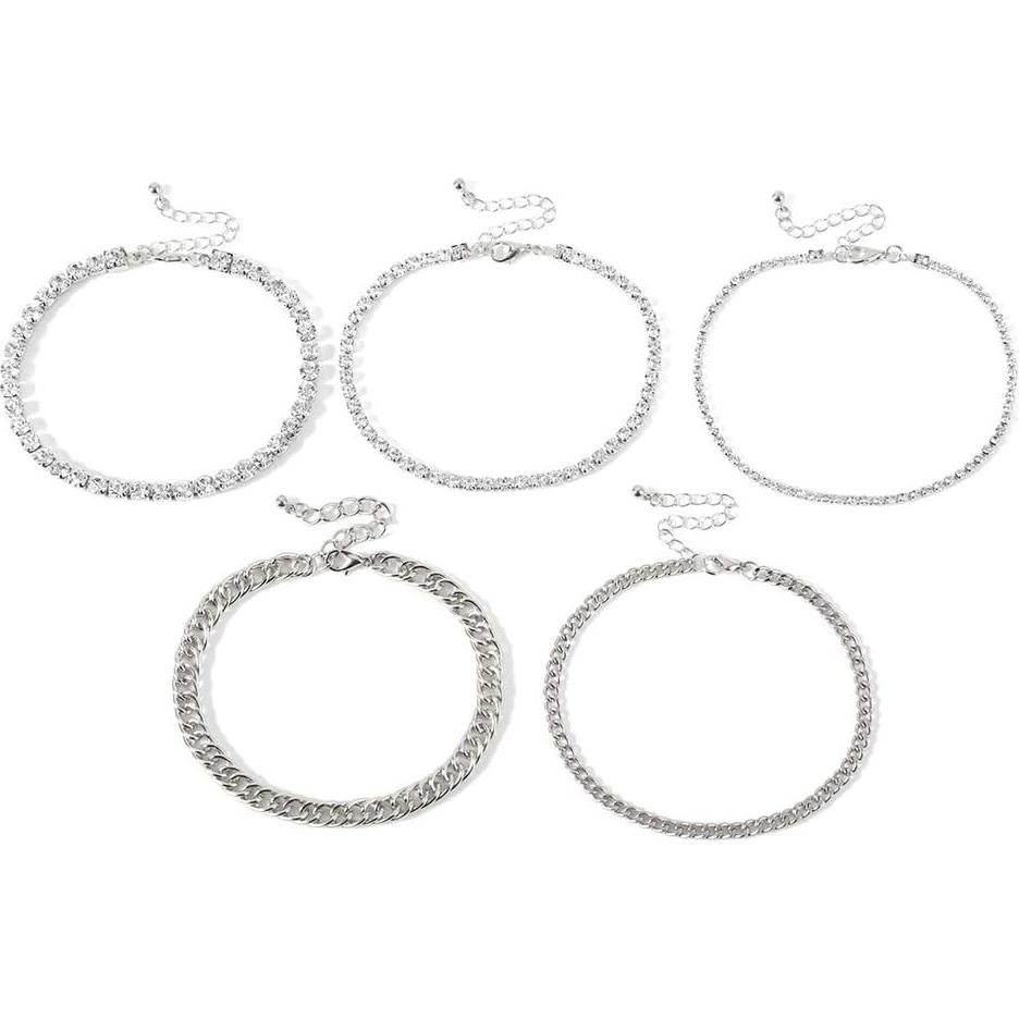 Conjunto de Tobilleras de Rhinestone Oro 18K para Mujeres