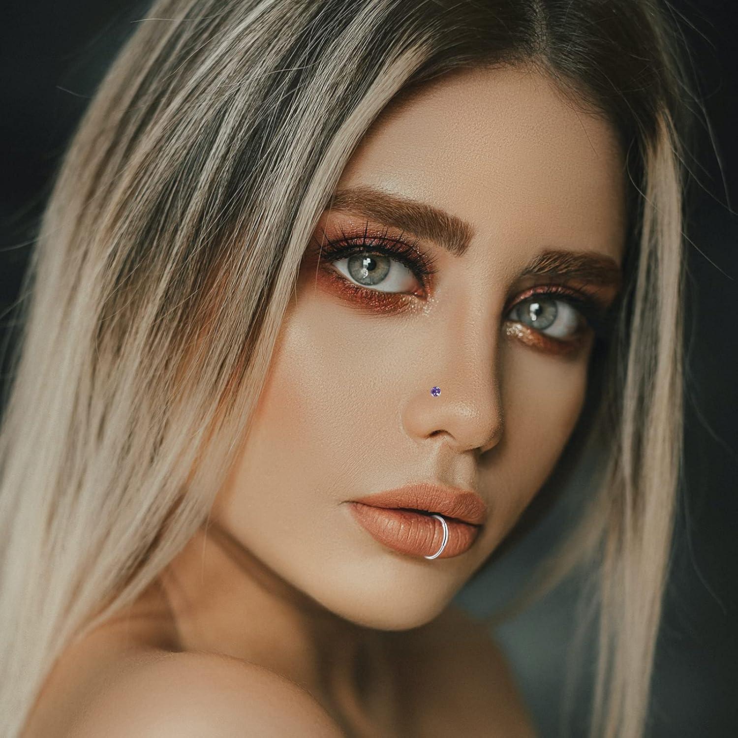 Hicdaw 60 Pcs Aros Nasales Acero Quirúrgico 20G Oro