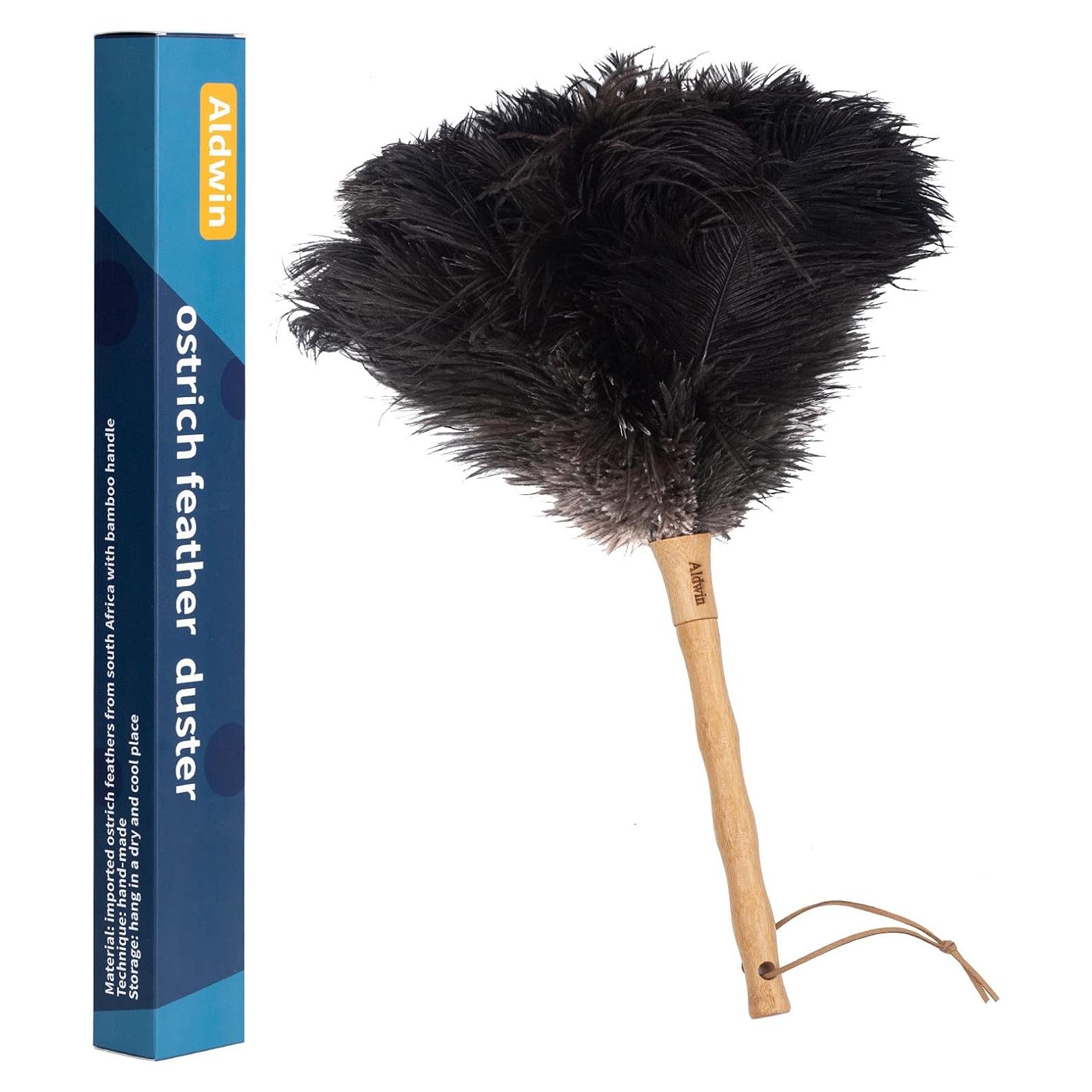 Duster de Plumas de Avestruz Aldwin 40 cm Mango de Madera Ecológico