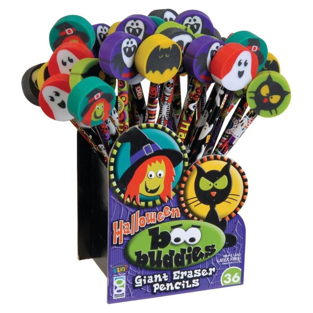 Lápices Boo Buddies Geddes N° 2 con Gomas Gigantes - 36 Pzs