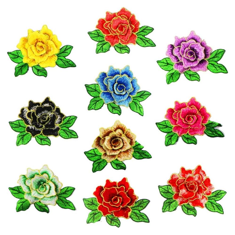 10 Piezas Parche Bordado Floral MSCFTFB 8x11 cm para Coser
