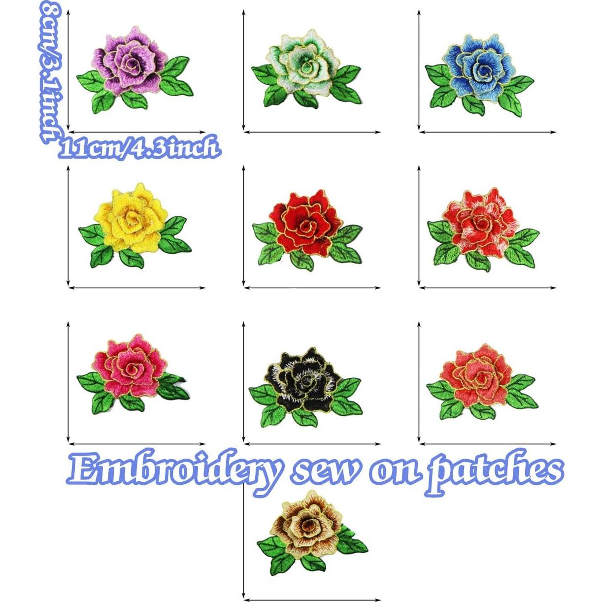 10 Piezas Parche Bordado Floral MSCFTFB 8x11 cm para Coser