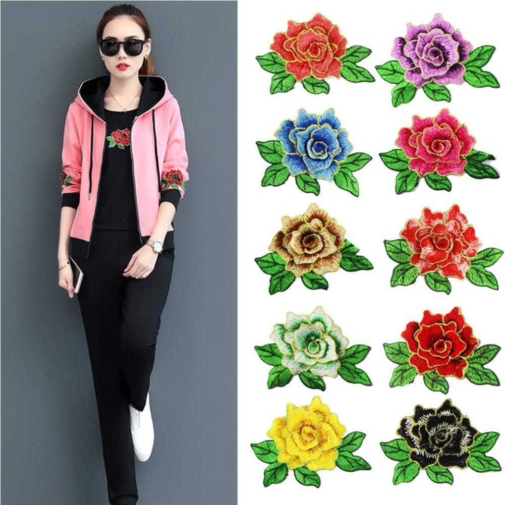 10 Piezas Parche Bordado Floral MSCFTFB 8x11 cm para Coser