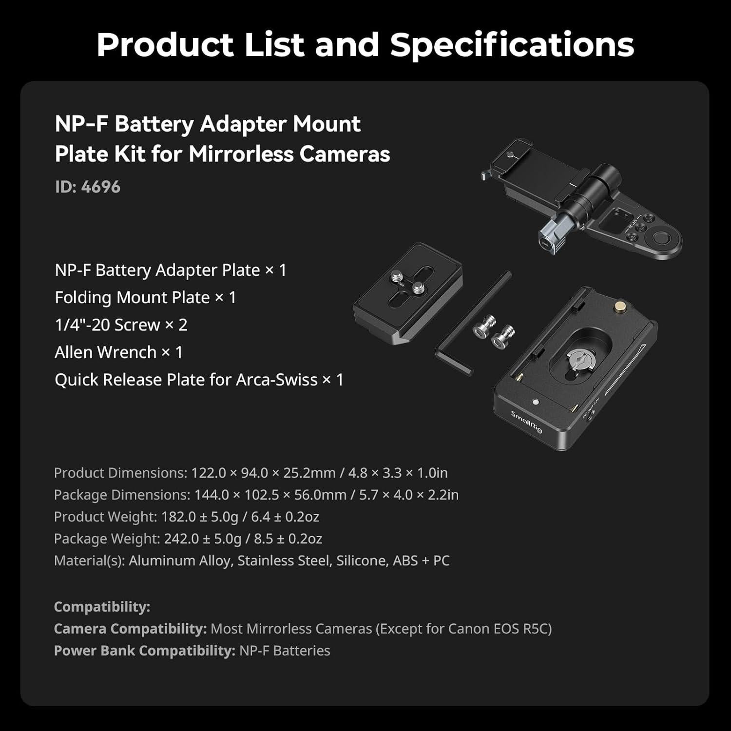 Placa de Batería NP-F SmallRig 4696 Plegable y Compacta