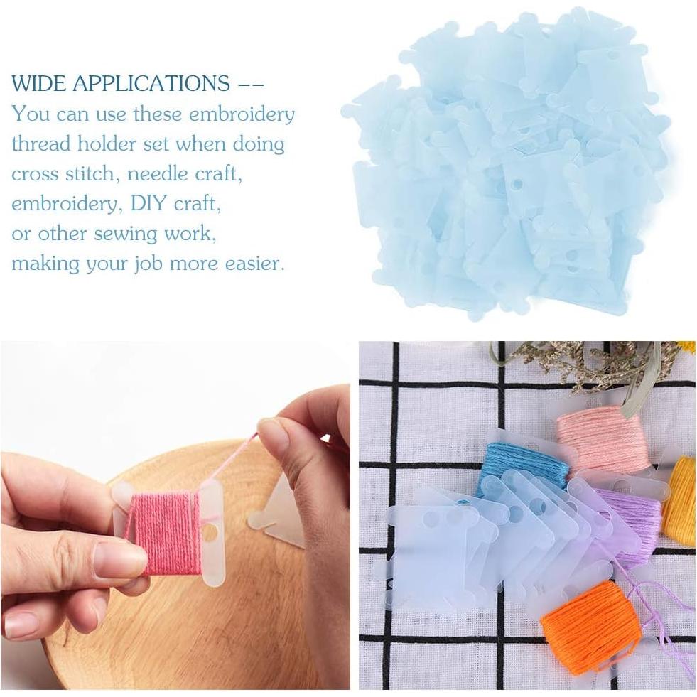 100 Bobinas de Hilo de Plástico Azul LOKUNN para Bordado DIY