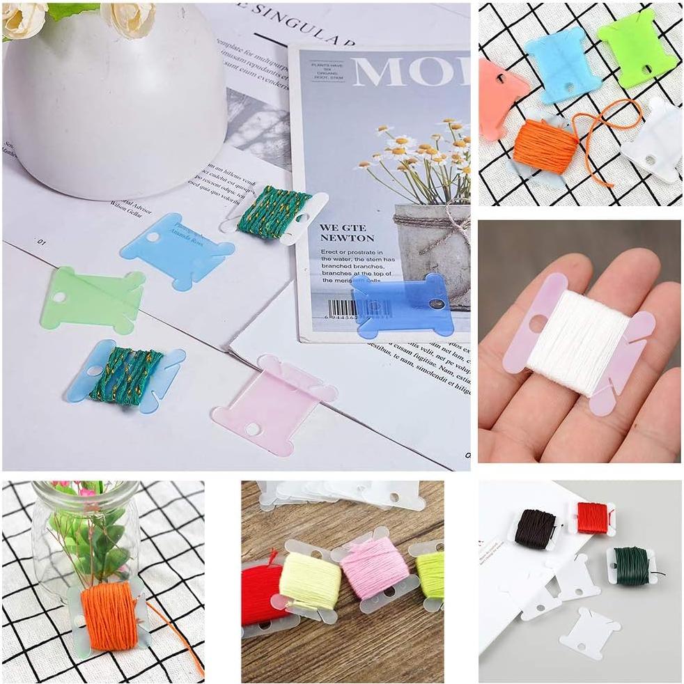 100 Bobinas de Hilo de Plástico Azul LOKUNN para Bordado DIY