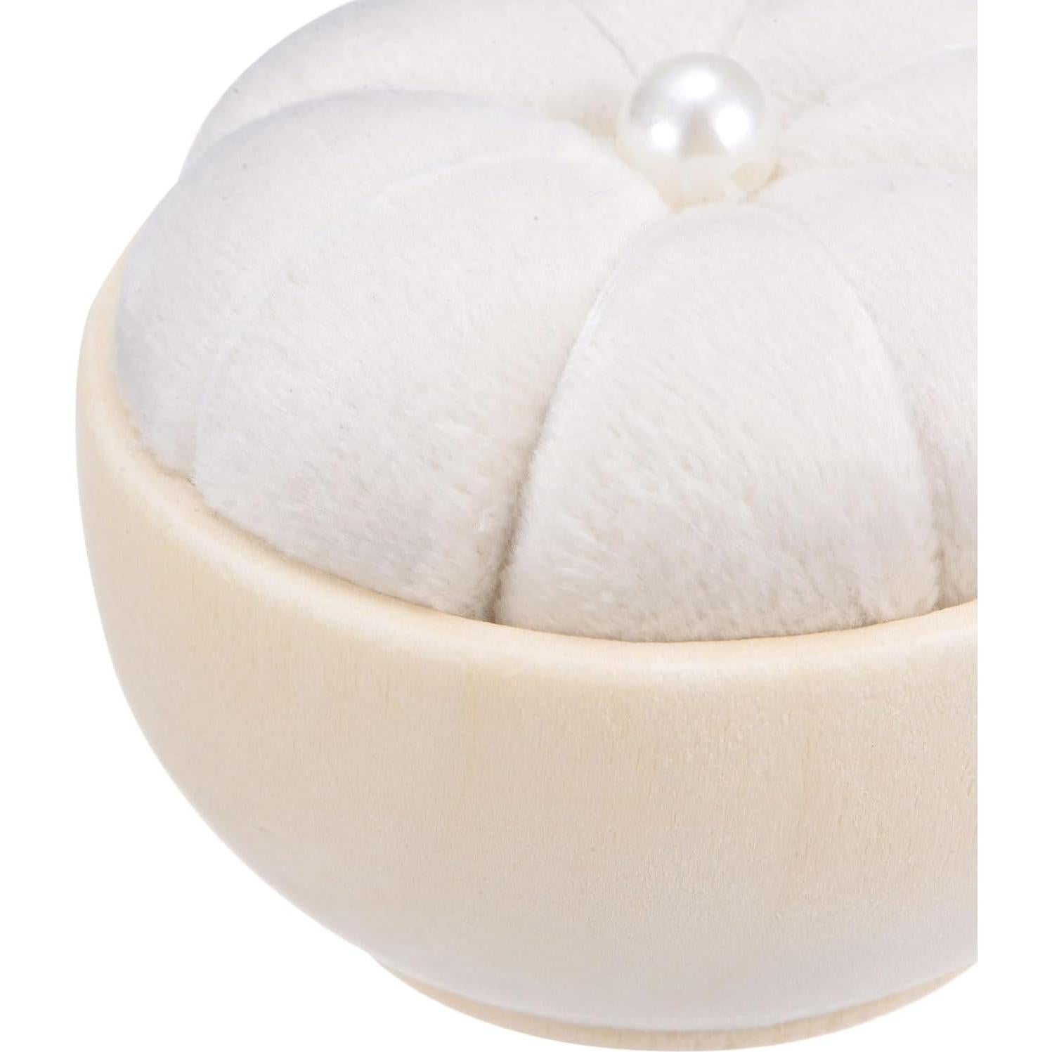 Almohadilla de Agujas HARFINGTON con Base de Madera Crema